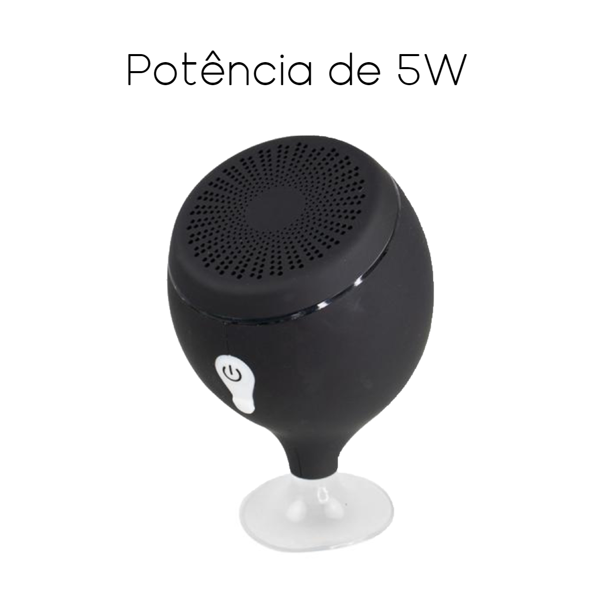 Caixa de Som Bluetooth Crystal Preta 5W com Ventosa Resistente Contra Água IPX6