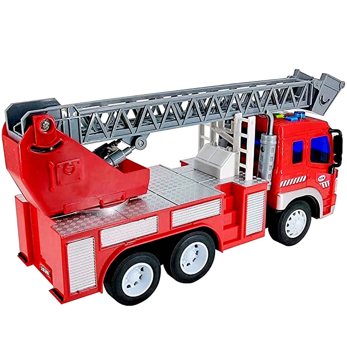 Caminhão de Bombeiros Com luz e Som Escada Sobe Gira 1:16 Brinquedo Infantil Shiny Toys 000435