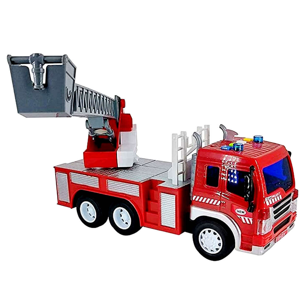 Caminhão de Bombeiros Com luz e Som Escada Sobe Gira 1:16 Brinquedo Infantil Shiny Toys 000435