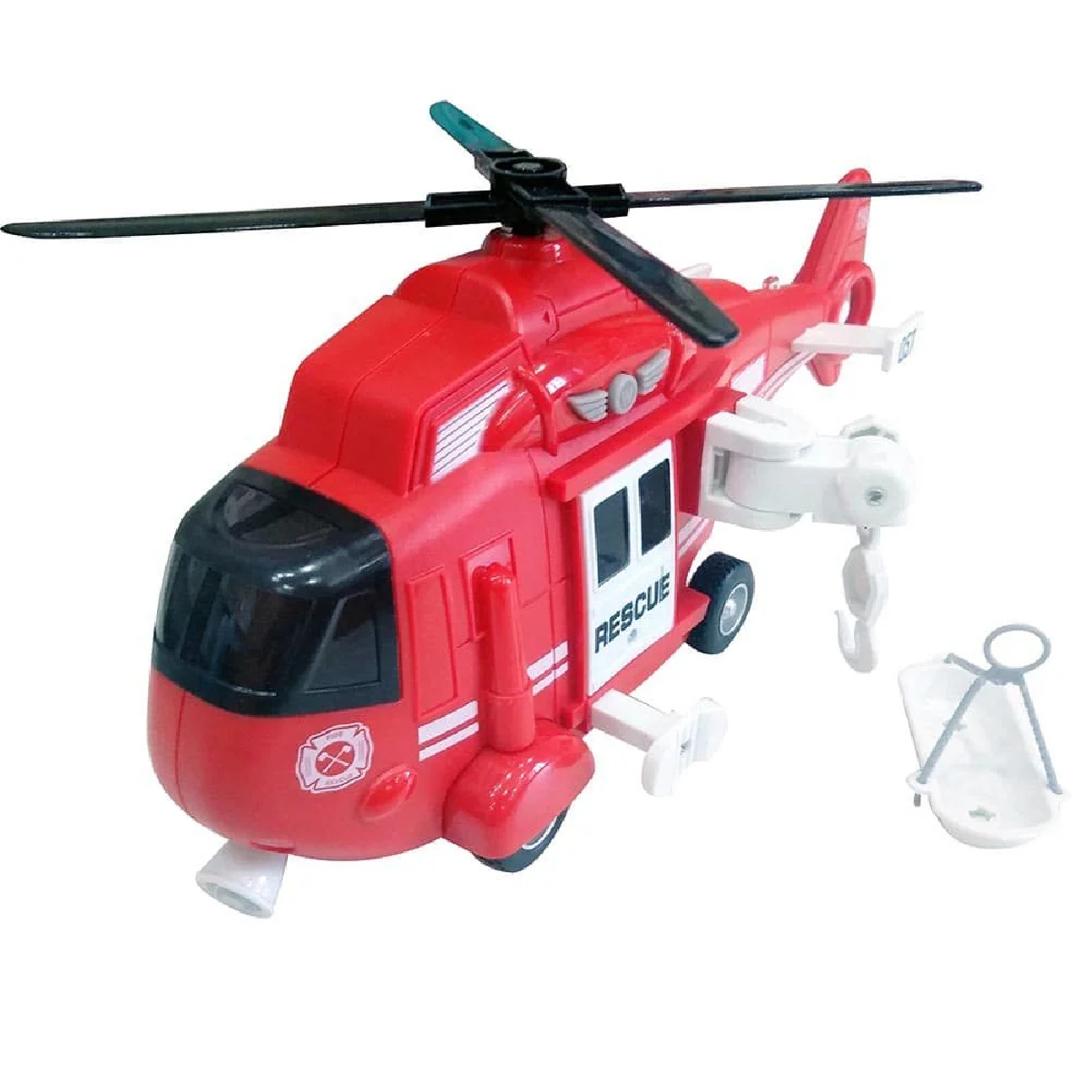 Helicoptero de Resgate Vermelho com Luzes e Sons - Shiny Toys 000434