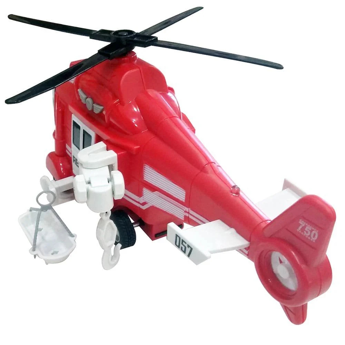 Helicoptero de Resgate Vermelho com Luzes e Sons - Shiny Toys 000434