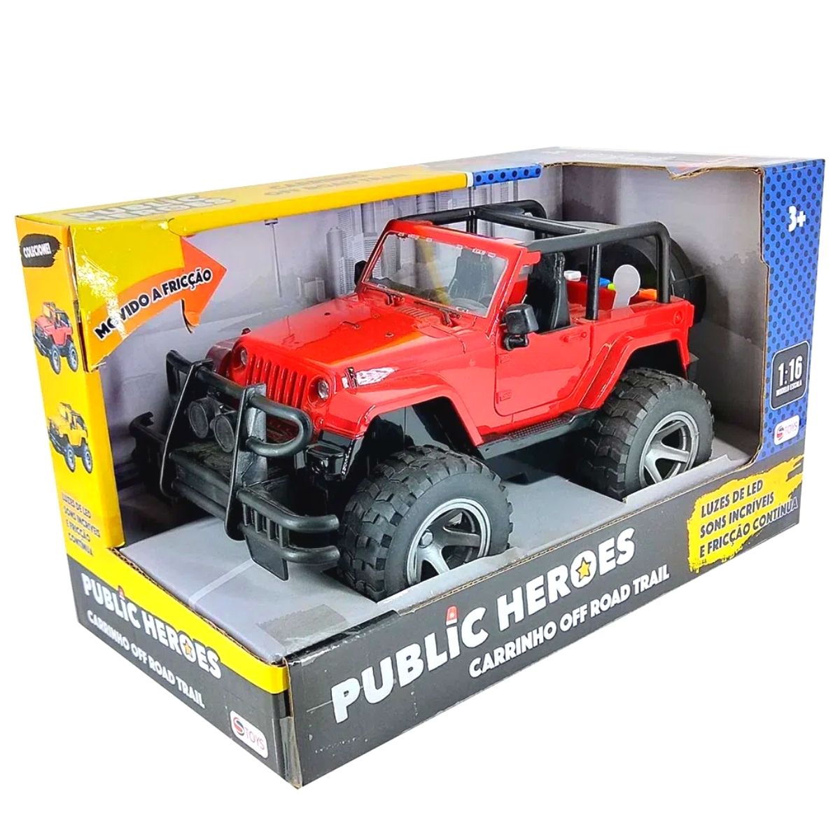 Brinquedo carrinho Off Road Trail Vermelho com Luz Som e Fricção 1:16 - Shiny Toys 546