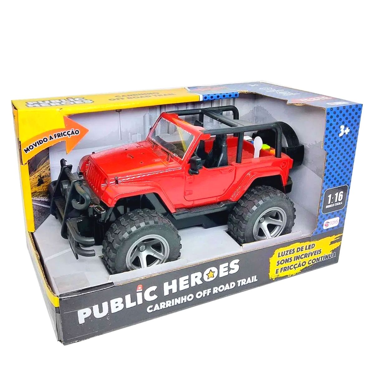 Brinquedo carrinho Off Road Trail Vermelho com Luz Som e Fricção 1:16 - Shiny Toys 546