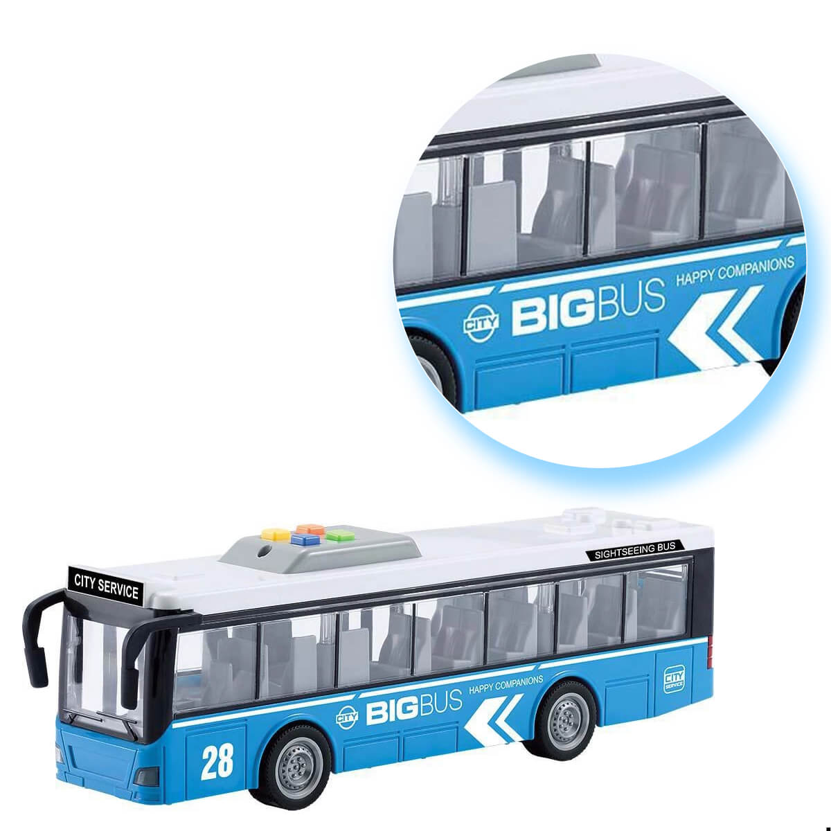 Brinquedo Ônibus de Friccao 1:16 com Luz e Som Shiny Toys - 626