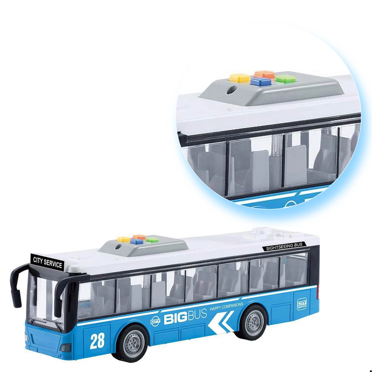 Brinquedo Ônibus de Friccao 1:16 com Luz e Som Shiny Toys - 626