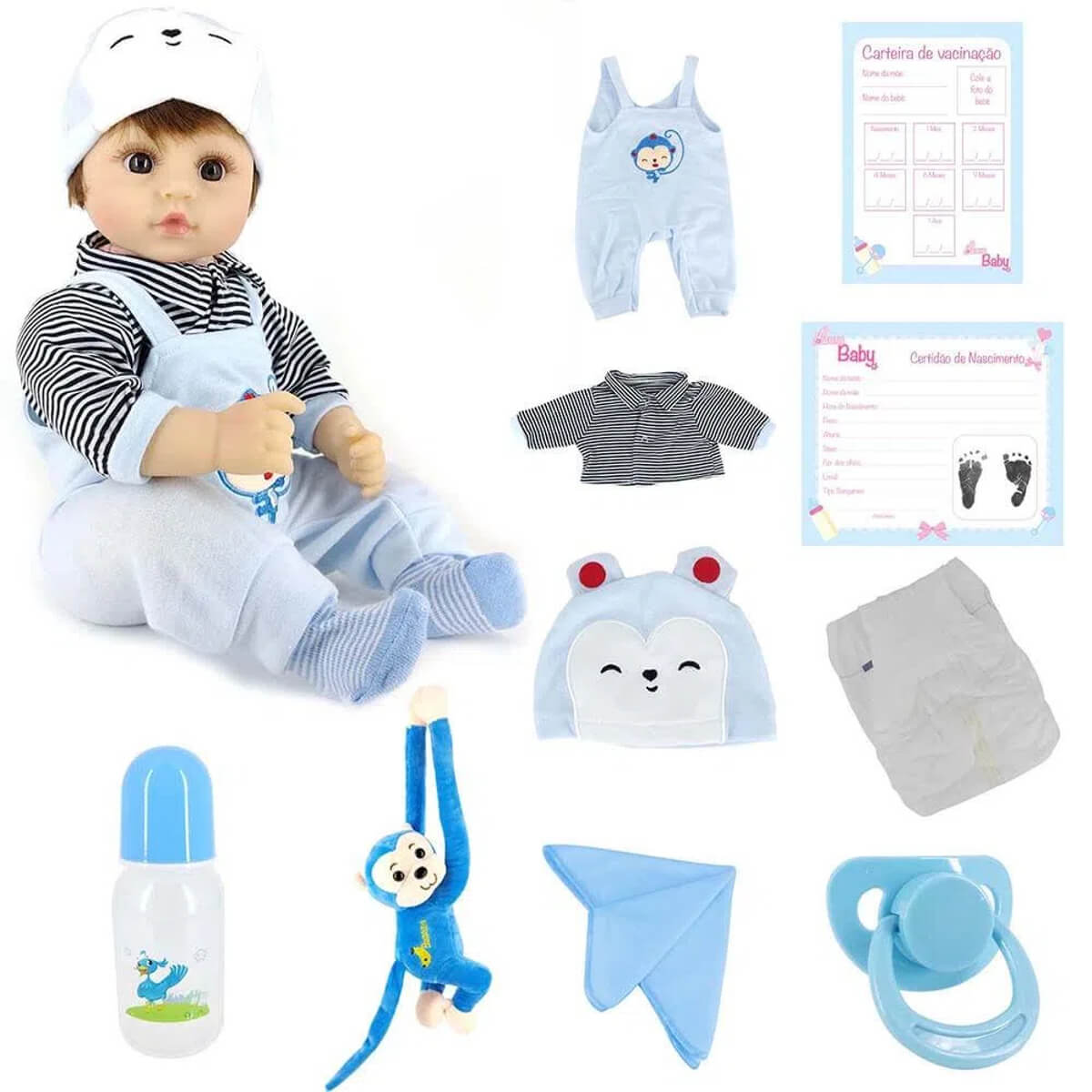 Boneca Bebe Reborn Laura Baby Dreams Nuno com Mecanismo  Ri, Chora e Faz Som - Shiny Toys 000685
