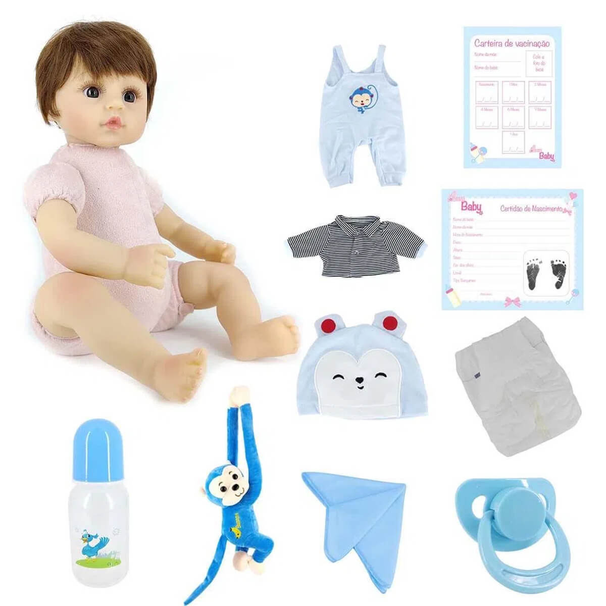 Boneca Bebe Reborn Laura Baby Dreams Nuno com Mecanismo  Ri, Chora e Faz Som - Shiny Toys 000685