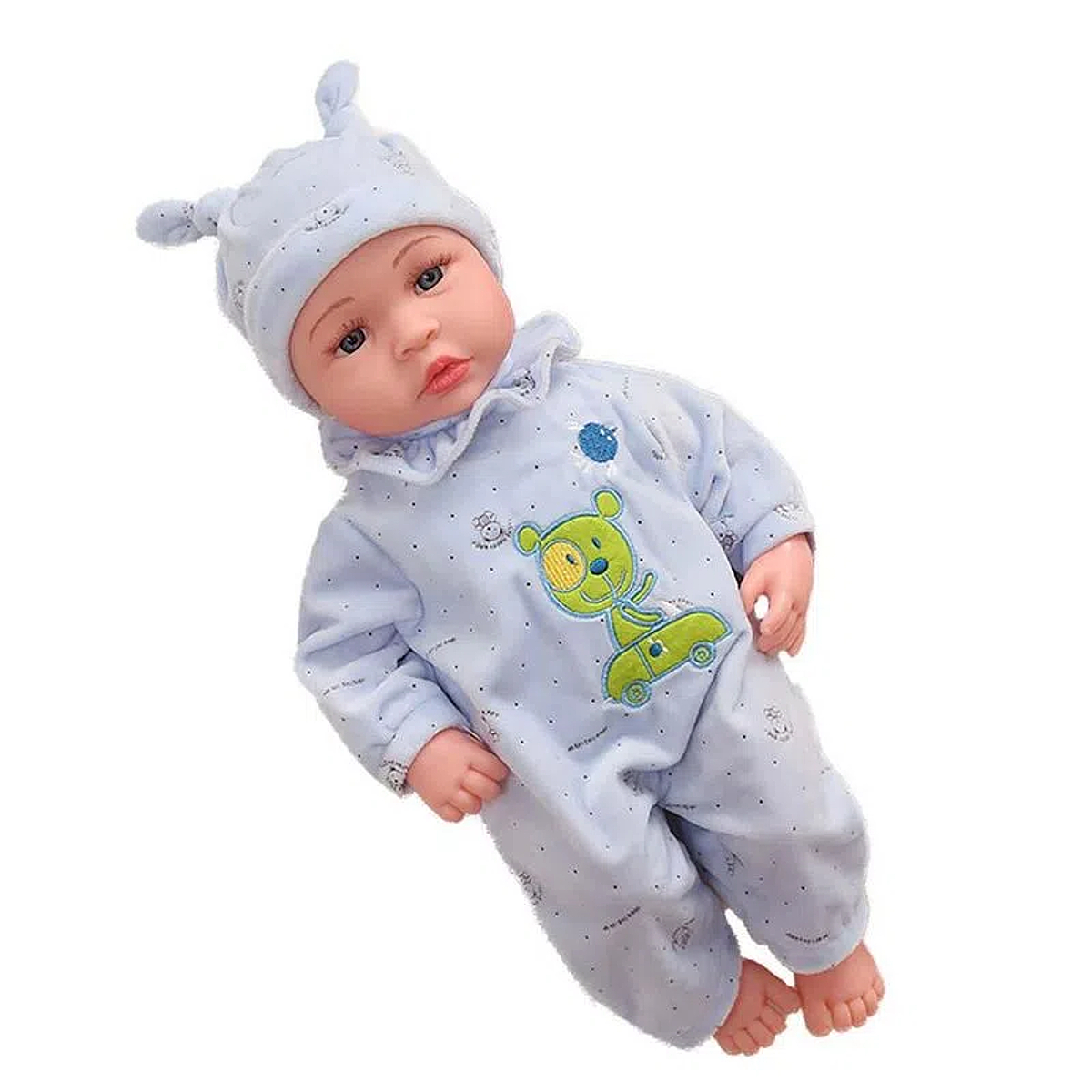 Boneca Bebê Reborn Laura Baby Cry Valentim 6 Acessórios Mecanismo Ri Chora e Faz Som Toys 000536