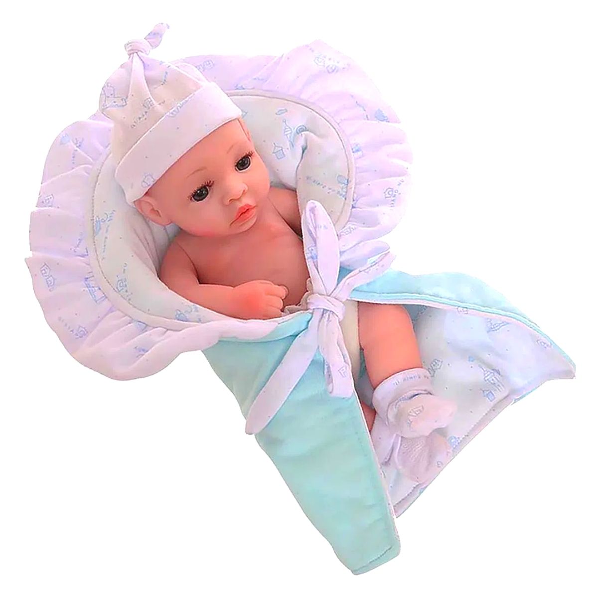 Boneca Bebê Reborn Laura Baby Mini Lino 100% Vinil Com Carteira de Vacinação e outros Acessórios