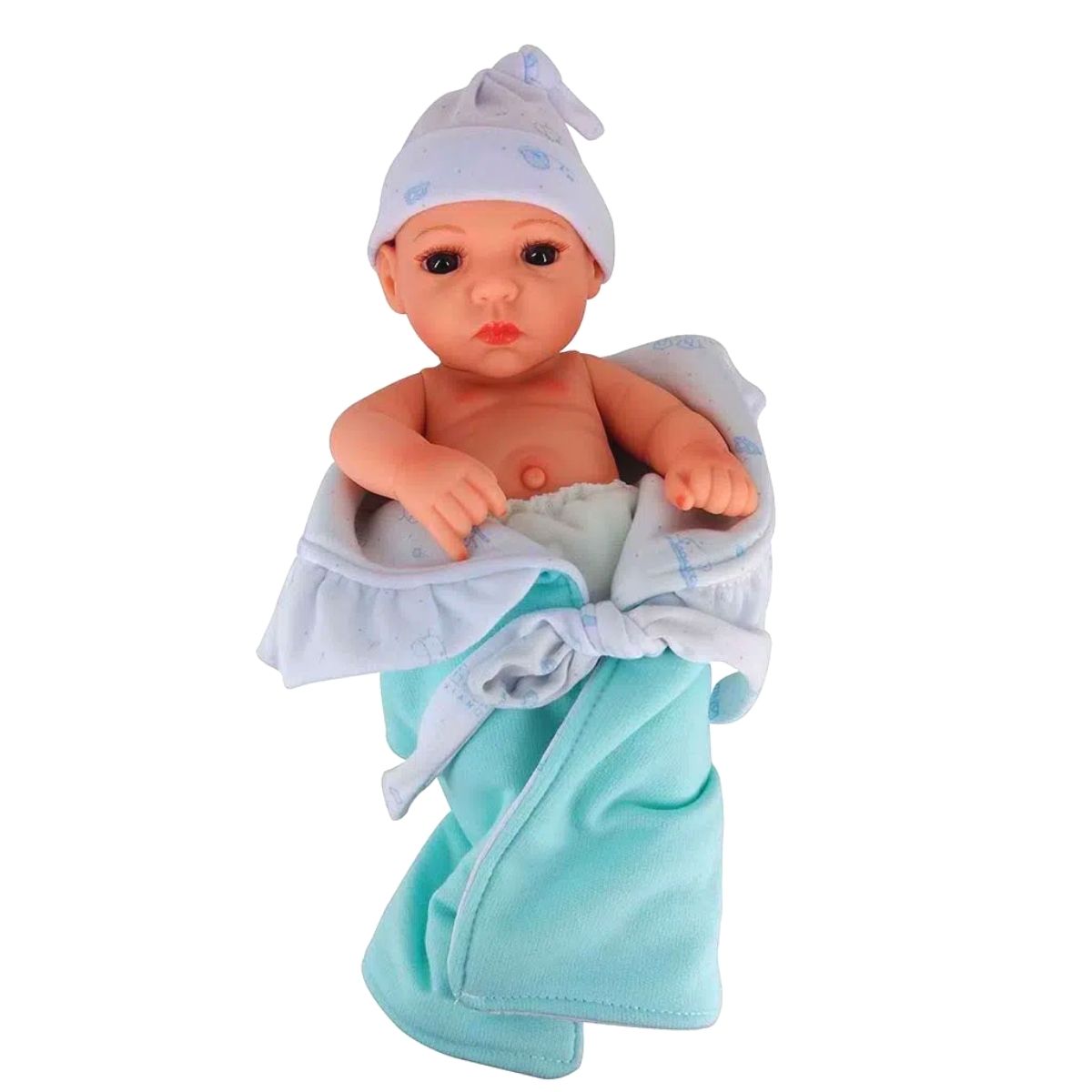 Boneca Bebê Reborn Laura Baby Mini Lino 100% Vinil Com Carteira de Vacinação e outros Acessórios