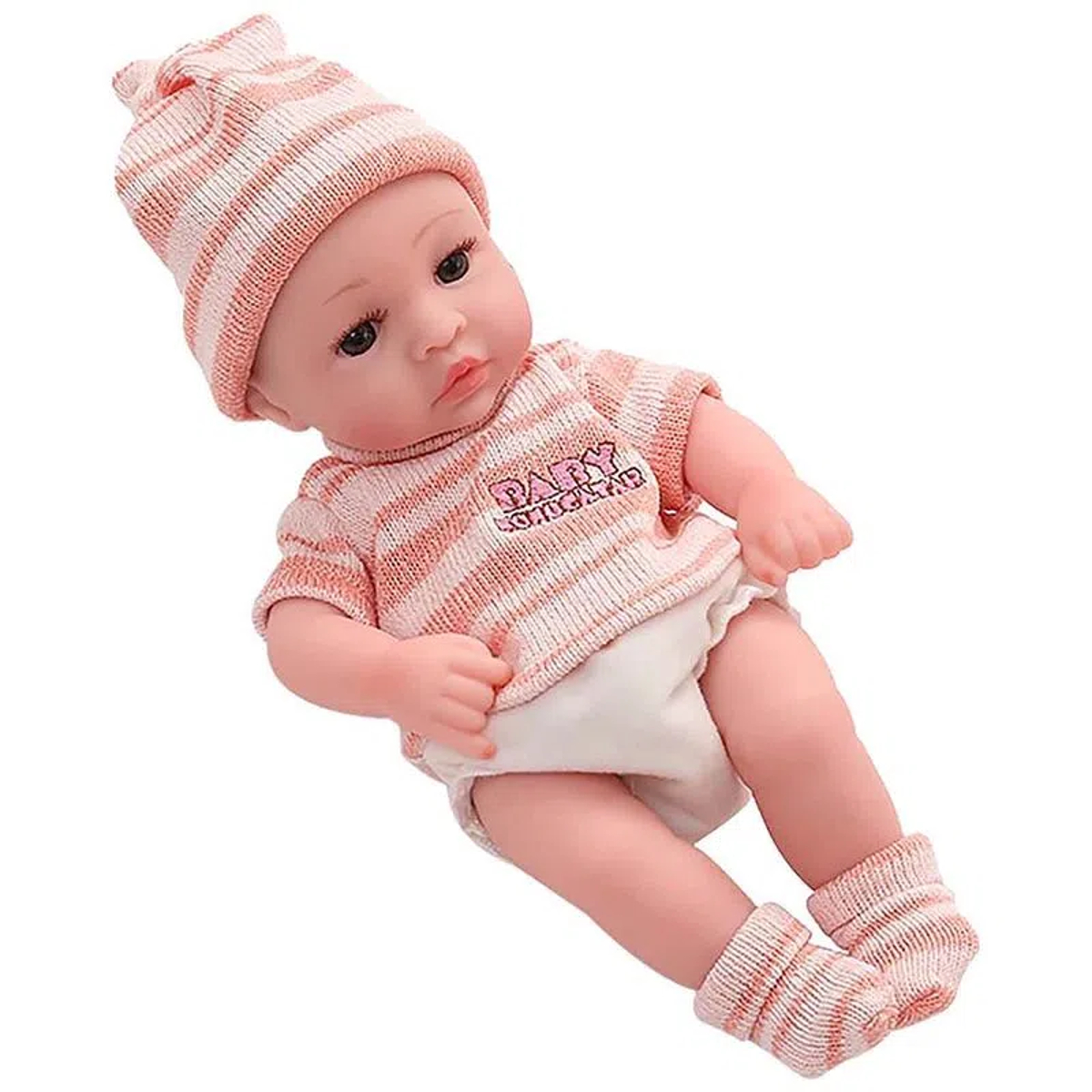 Boneca Bebe Reborn Laura Baby Mini Jolie 100% Vinil Macio 3 Acessórios Enxoval Completo Toys 00543