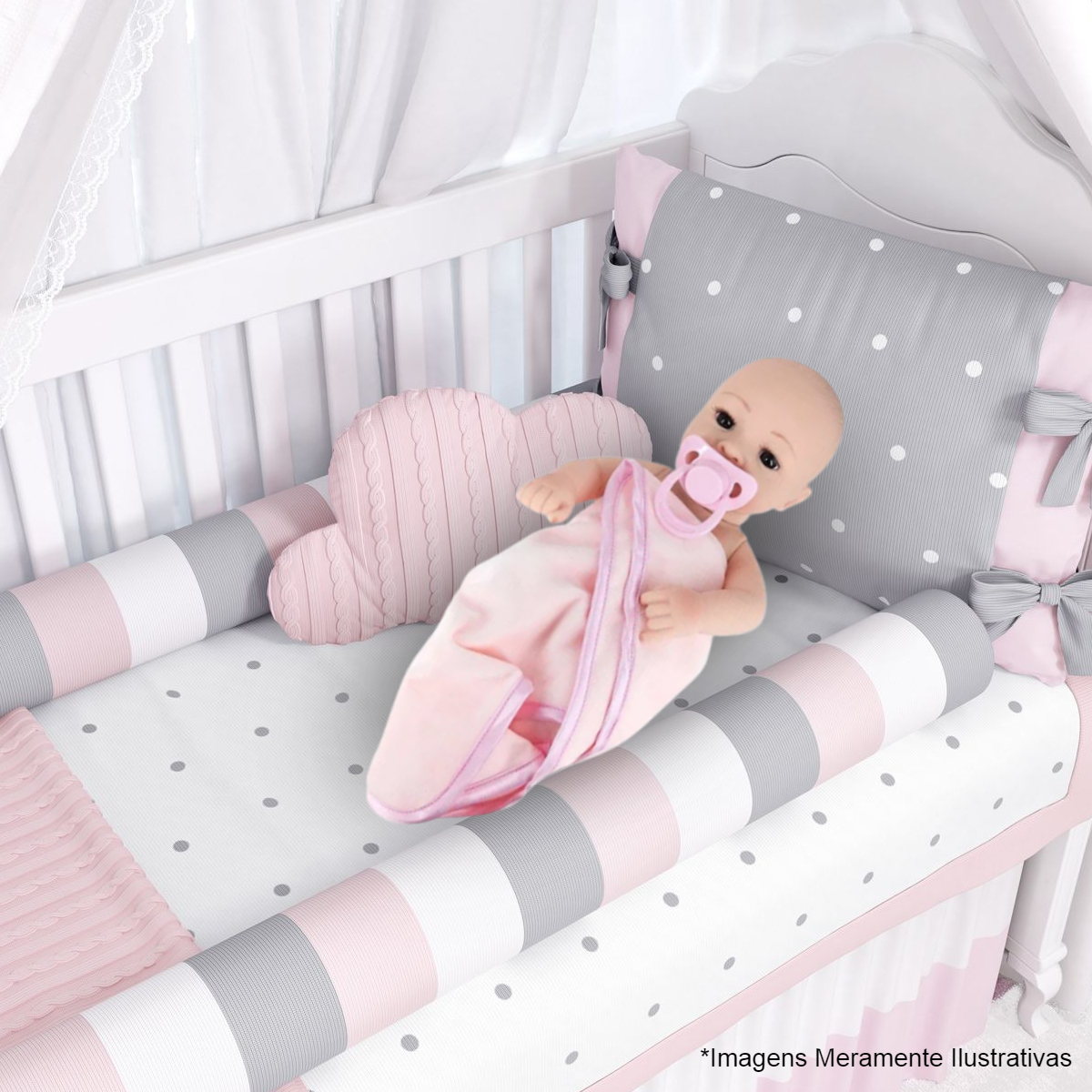 Boneca Bebe Reborn Laura Baby Mini Jolie 100% Vinil Macio 3 Acessórios Enxoval Completo Toys 00543
