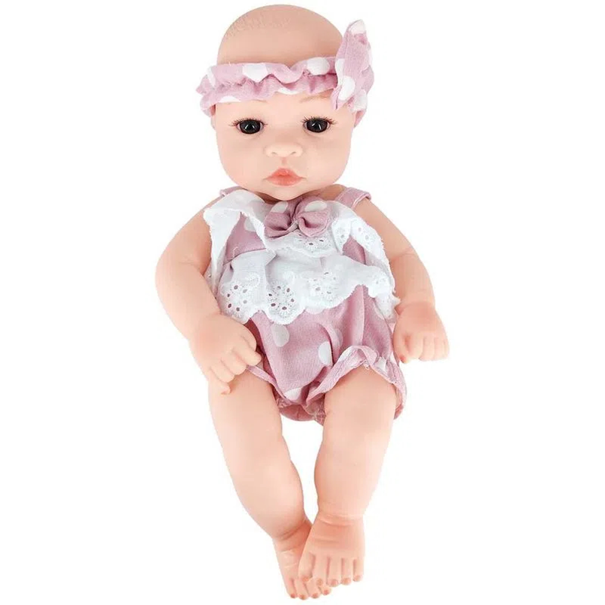 Boneca Bebê Reborn Laura Mini Lauren 100% Vinil Siliconado Completo 3 Acessórios Shiny Toys 000544