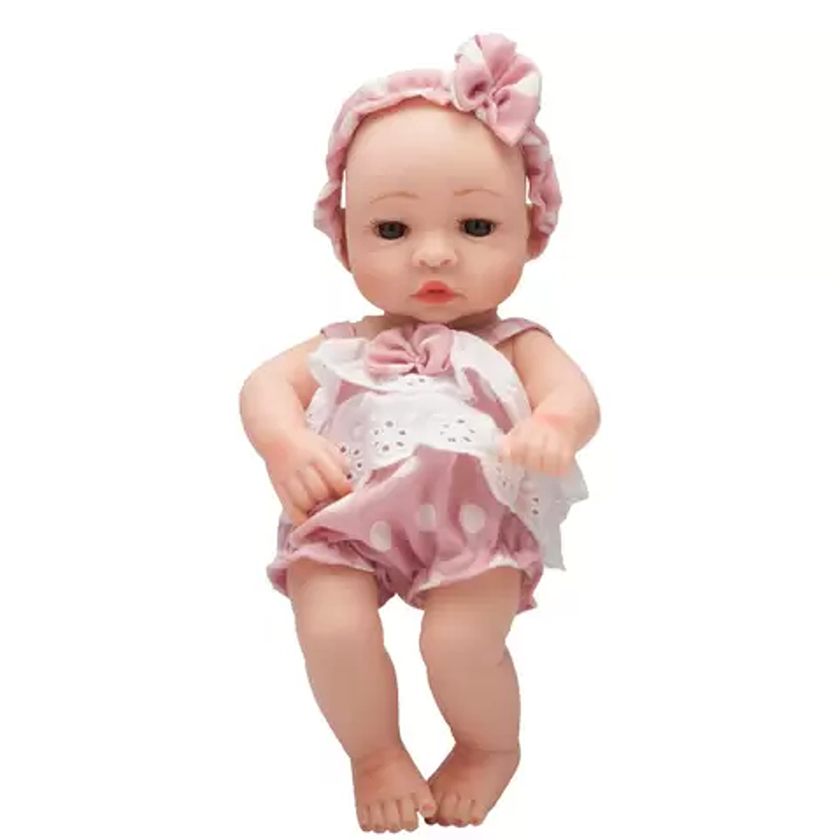 Boneca Bebê Reborn Laura Mini Lauren 100% Vinil Siliconado Completo 3 Acessórios Shiny Toys 000544
