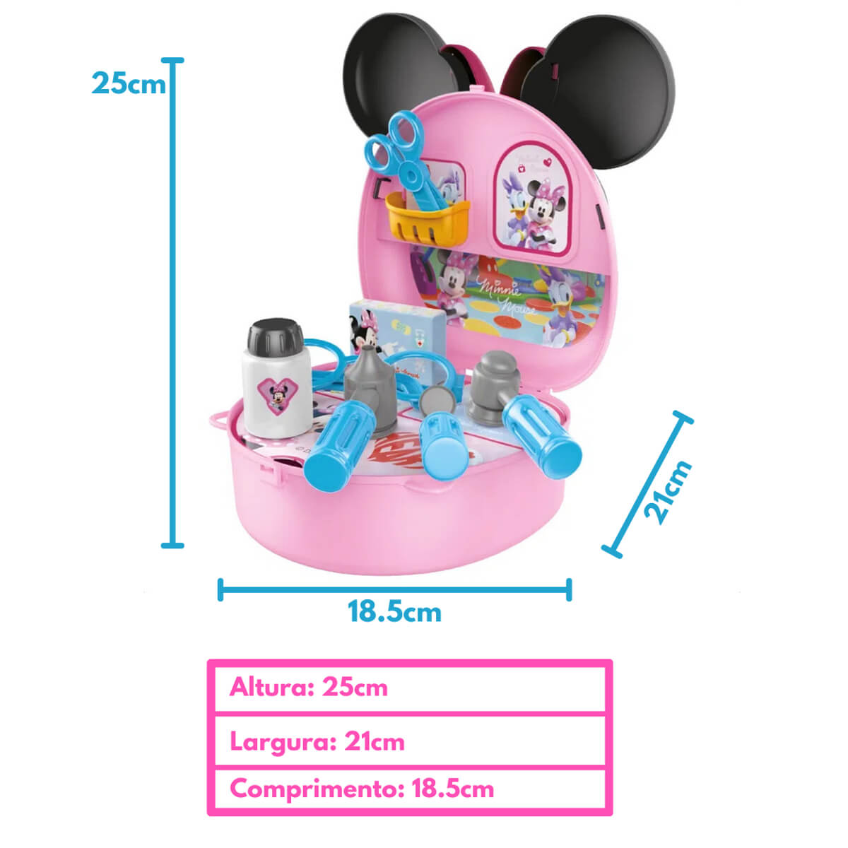 Brinquedo Maleta de Médica Minnie com Acessórios Alça Faz de Conta Brincadeira Multikids - BR1558