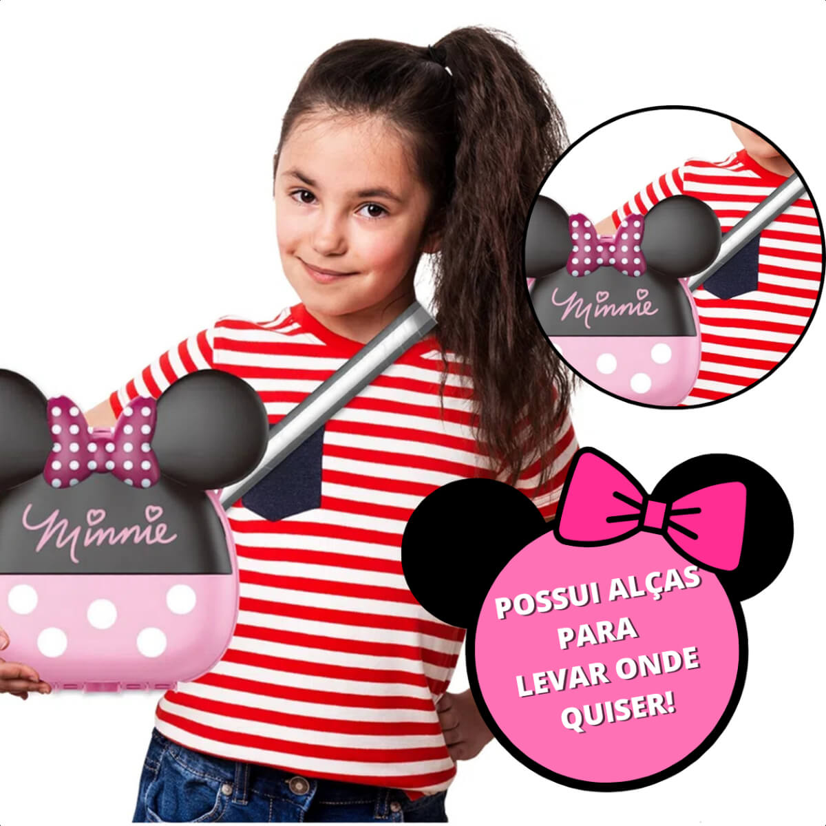 Brinquedo Maleta de Médica Minnie com Acessórios Alça Faz de Conta Brincadeira Multikids - BR1558