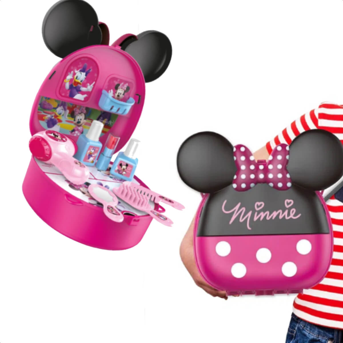Brinquedo Maleta com Alça Cabeleireira Minnie com Acessórios Brincadeira Multikids - BR1560