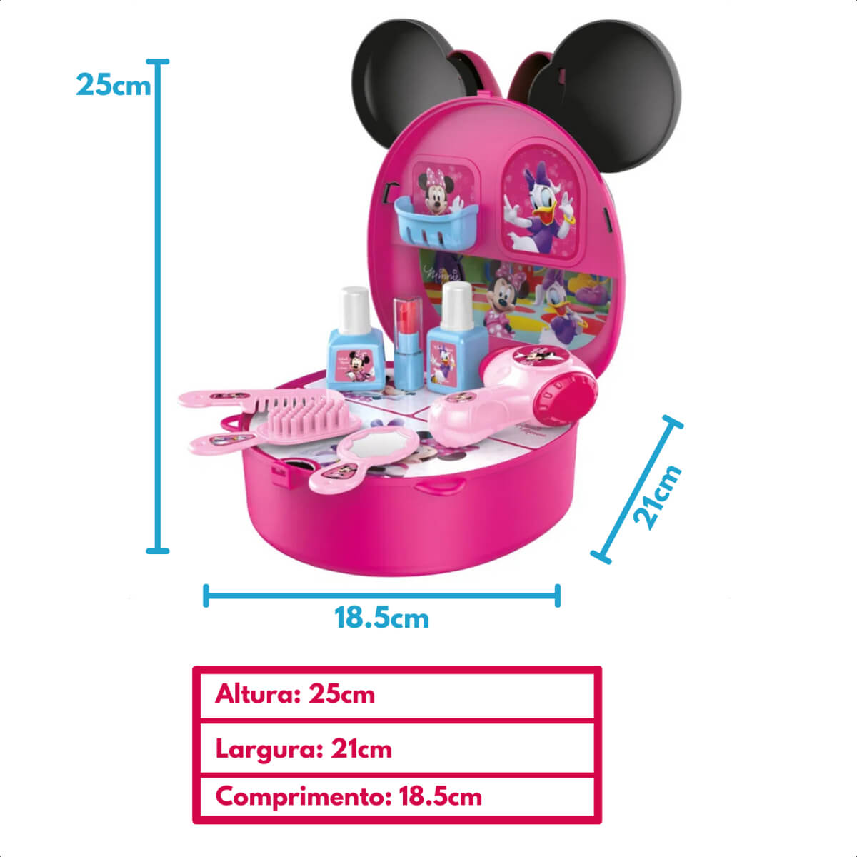 Brinquedo Maleta com Alça Cabeleireira Minnie com Acessórios Brincadeira Multikids - BR1560