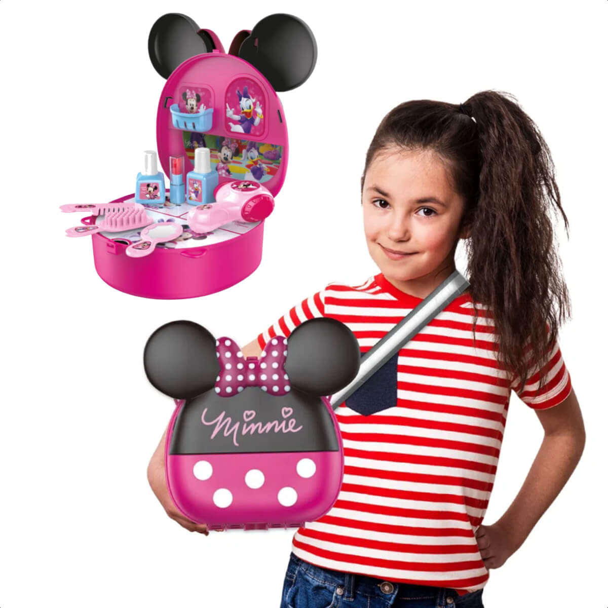 Brinquedo Maleta com Alça Cabeleireira Minnie com Acessórios Brincadeira Multikids - BR1560