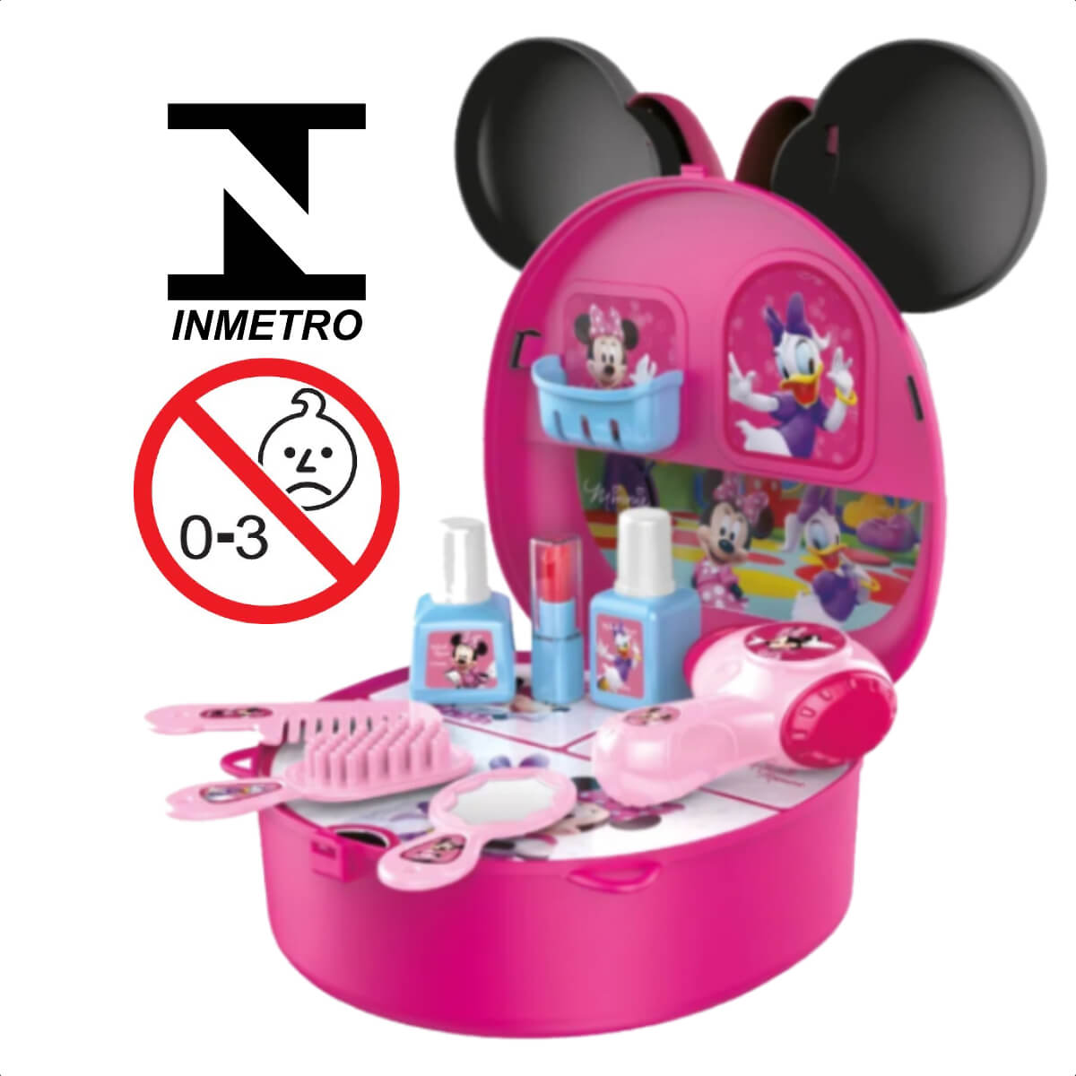 Brinquedo Maleta com Alça Cabeleireira Minnie com Acessórios Brincadeira Multikids - BR1560