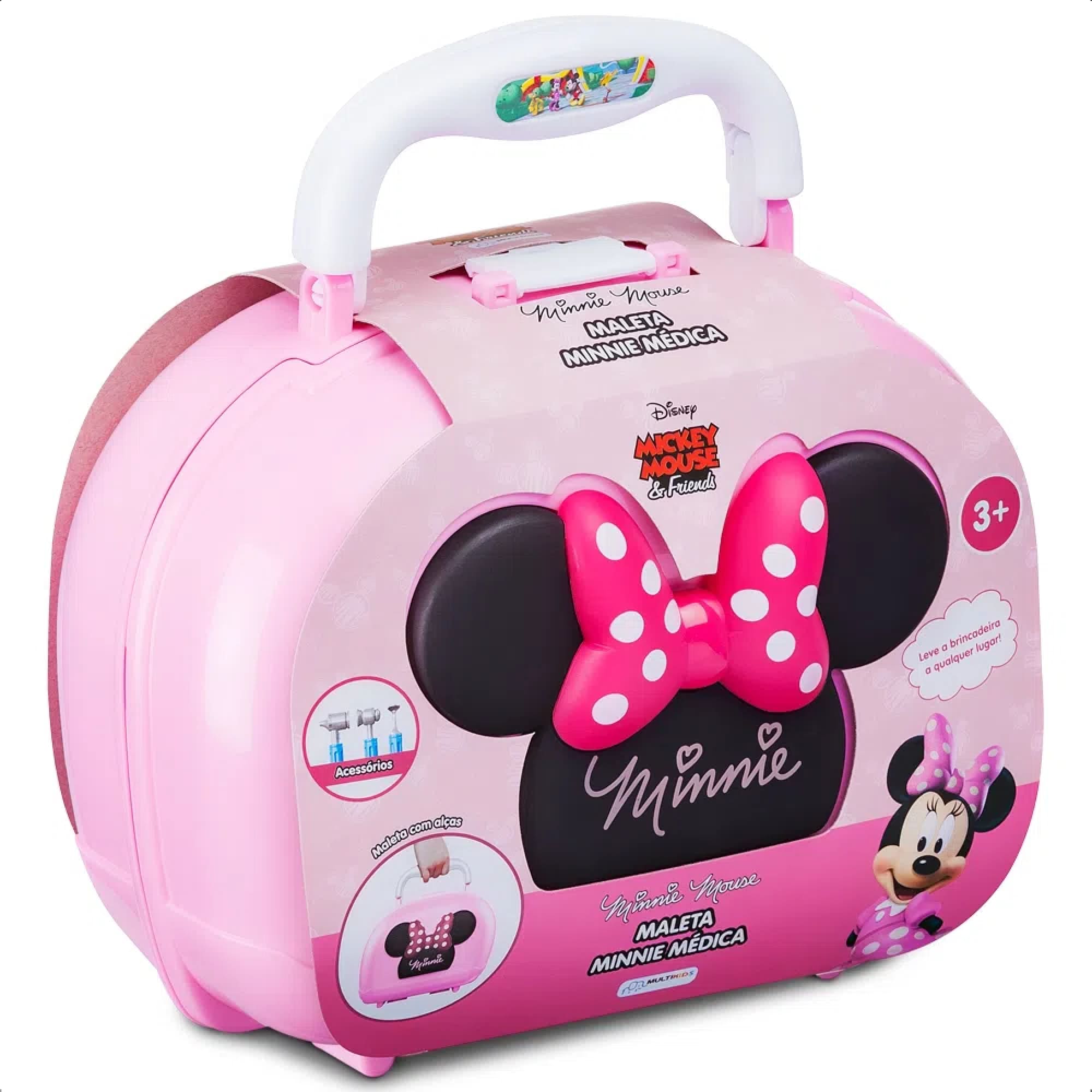 Brinquedo Maleta Minnie Médica 7 Acessórios +3 Anos Rosa Multikids - BR1566