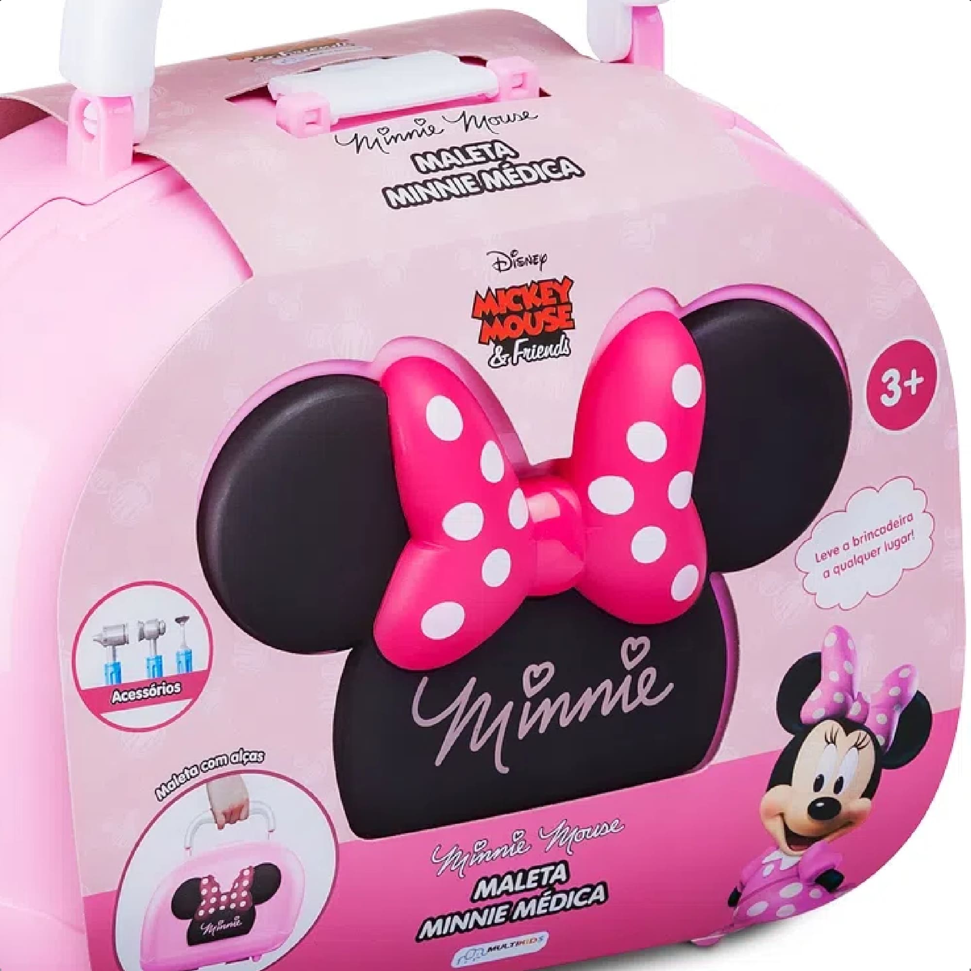 Brinquedo Maleta Minnie Médica 7 Acessórios +3 Anos Rosa Multikids - BR1566
