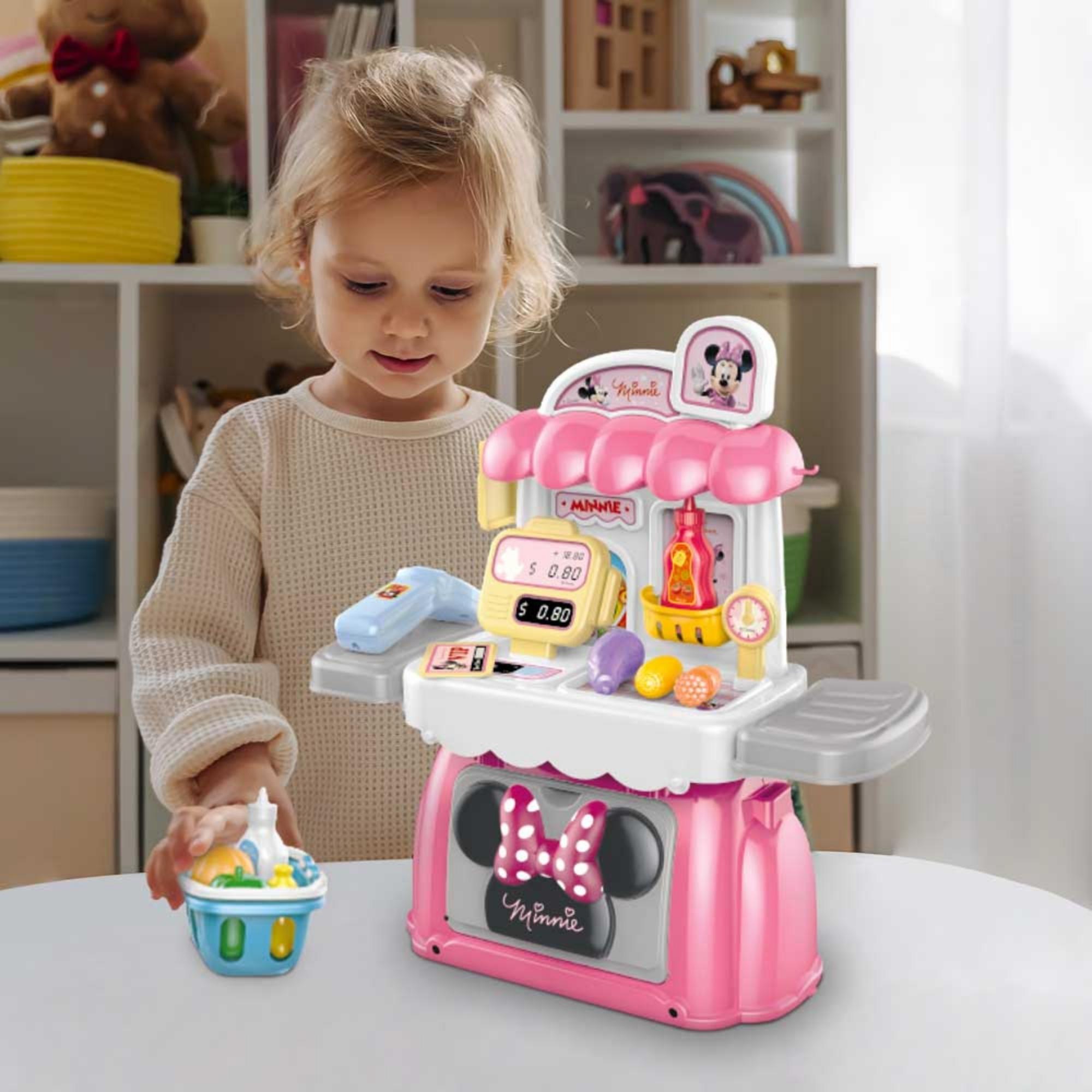 Brinquedo Maleta 3 Em 1 Mercado Da Minnie Com Som E Acessórios +3 Anos Rosa Multikids - BR1570