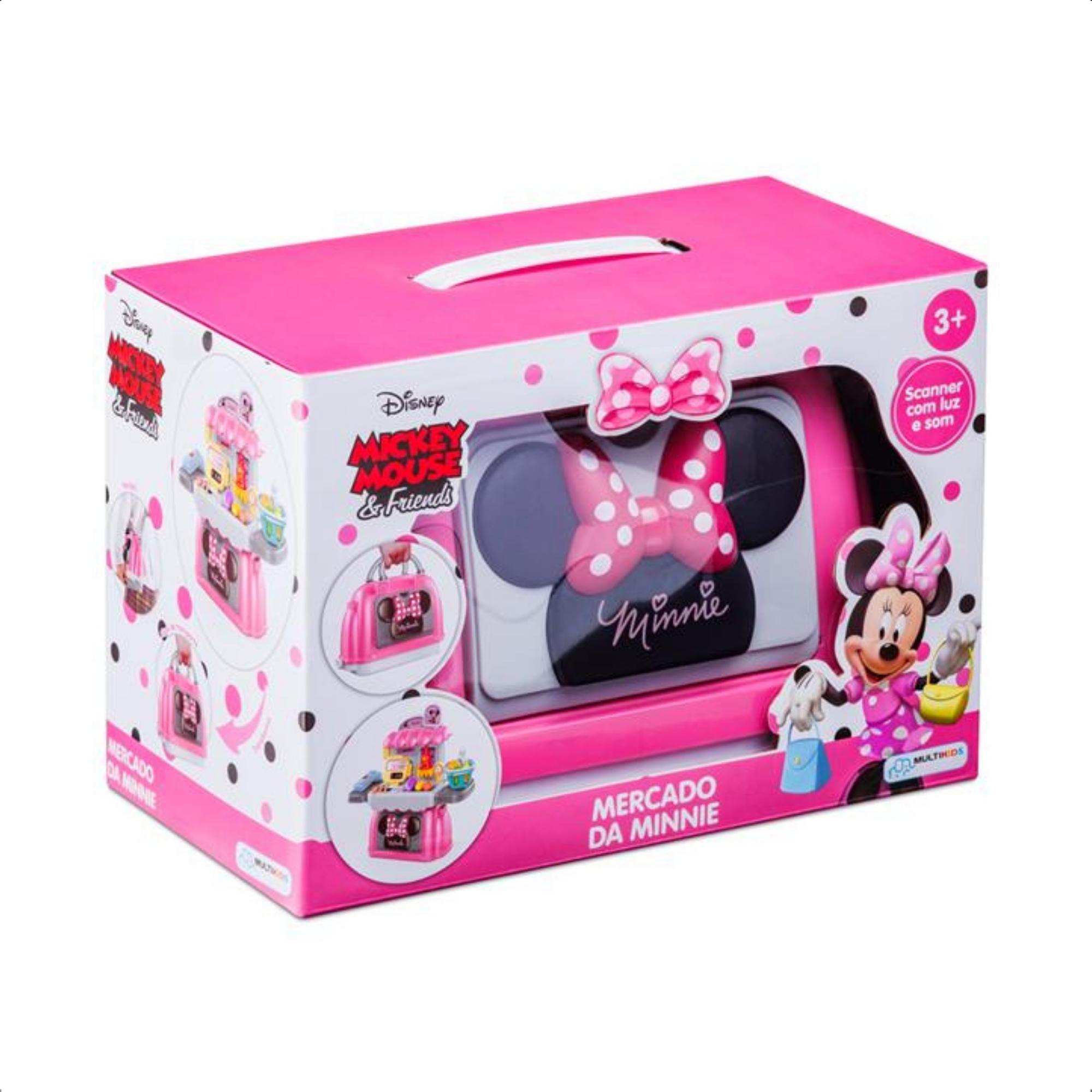 Brinquedo Maleta 3 Em 1 Mercado Da Minnie Com Som E Acessórios +3 Anos Rosa Multikids - BR1570
