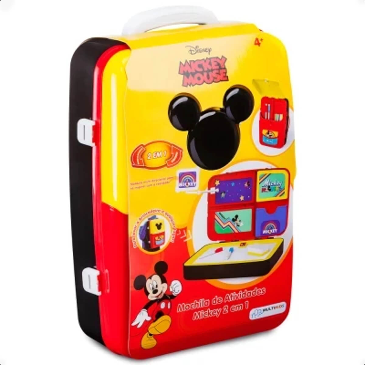 Mochila De Atividades Infantil Mickey 2 em 1 Vermelho e Preto Canetinhas Multikids BR1587
