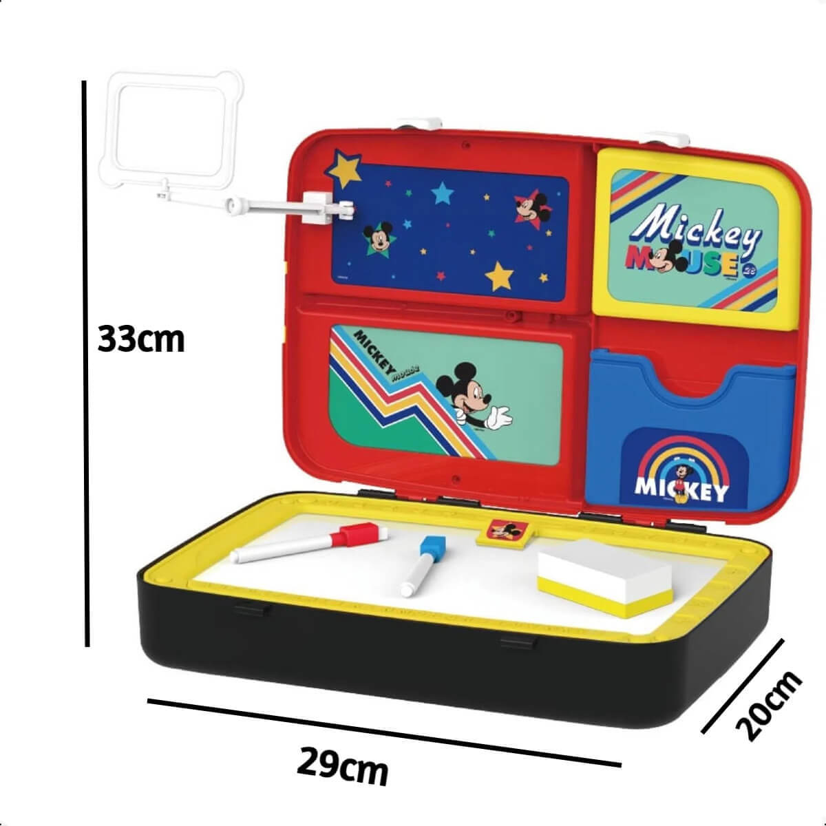 Mochila De Atividades Infantil Mickey 2 em 1 Vermelho e Preto Canetinhas Multikids BR1587