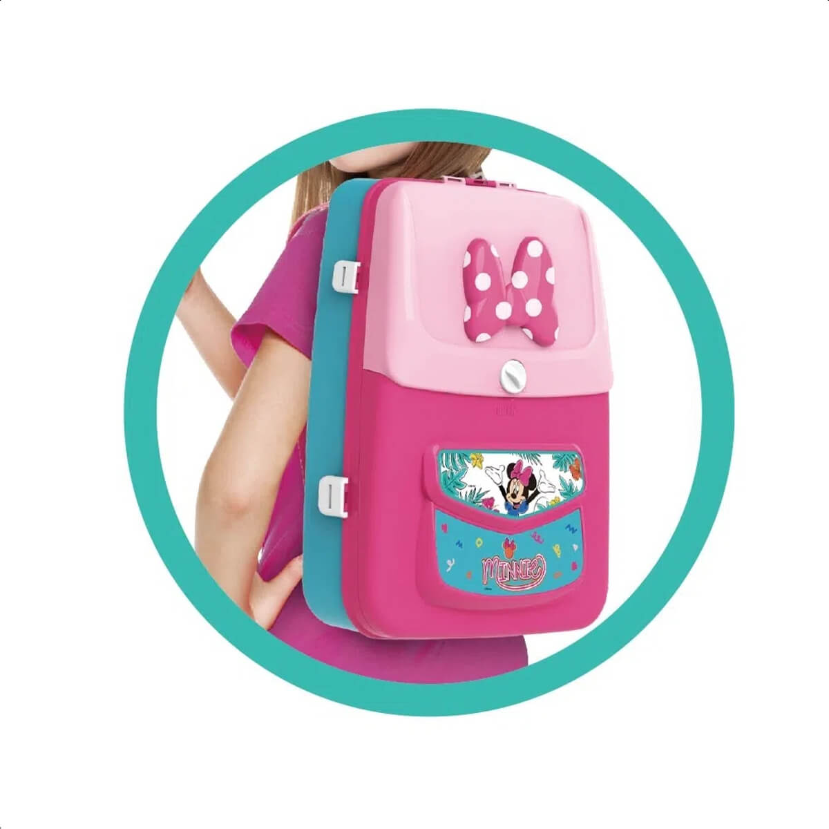Mochila Infantil de Atividades Minnie Rosa com Canetinhas e Acessorios 2 em 1 Multikids BR1588