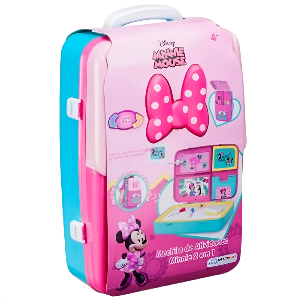 Mochila Infantil de Atividades Minnie Rosa com Canetinhas e Acessorios 2 em 1 Multikids BR1588