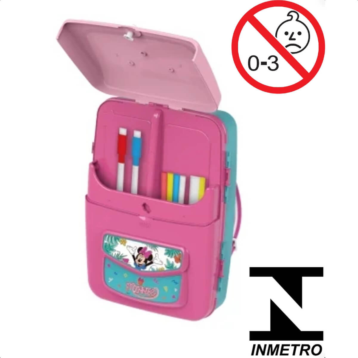 Mochila Infantil de Atividades Minnie Rosa com Canetinhas e Acessorios 2 em 1 Multikids BR1588