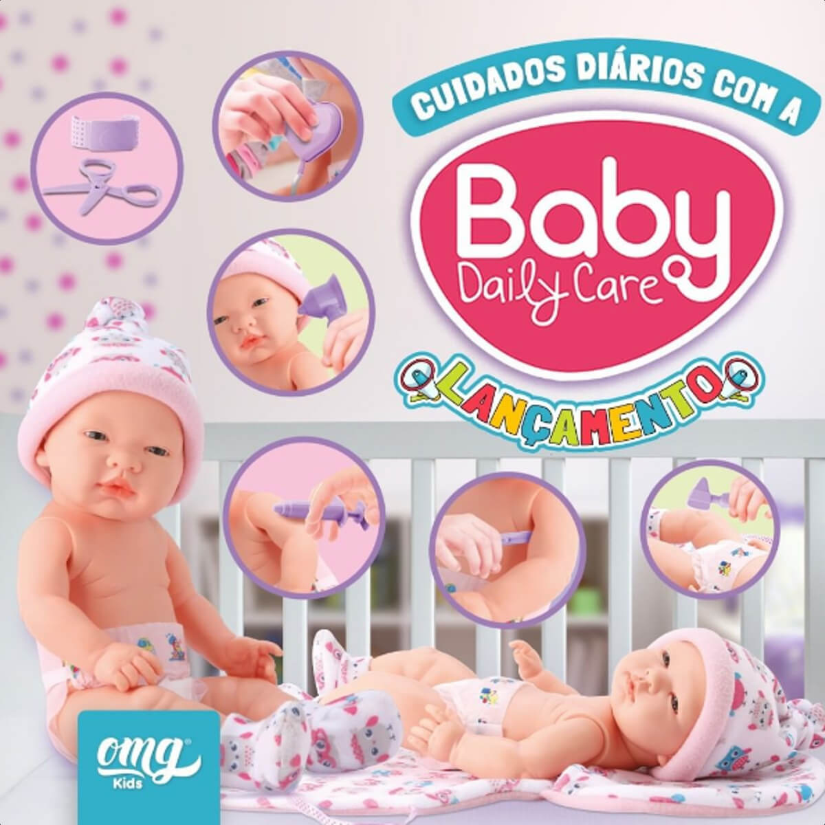 Boneca Reborn Daily Care em Vinil Macio com Acessórios Médicos Faz de Conta Omg Kids 4907