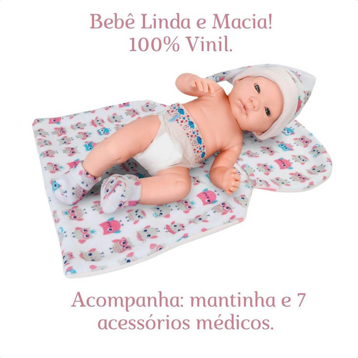 Boneca Reborn Daily Care em Vinil Macio com Acessórios Médicos Faz de Conta Omg Kids 4907