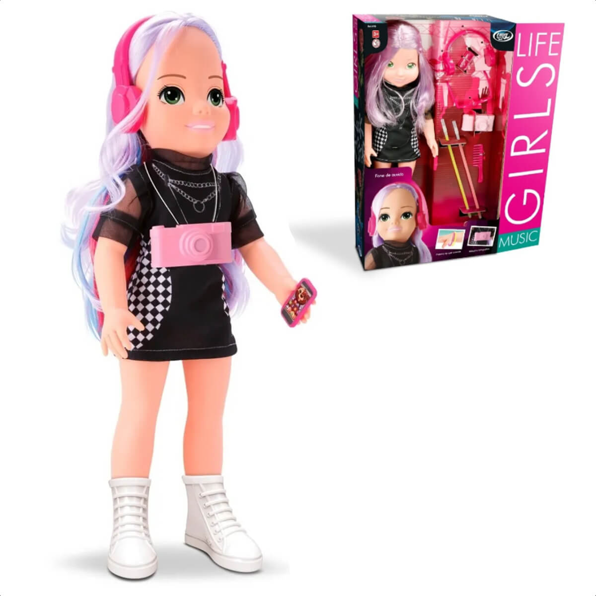 Brinquedo Boneca Girls Life Music 100% Vinil Acessórios Faz de Conta Brincadeira Omg Kids - 4910