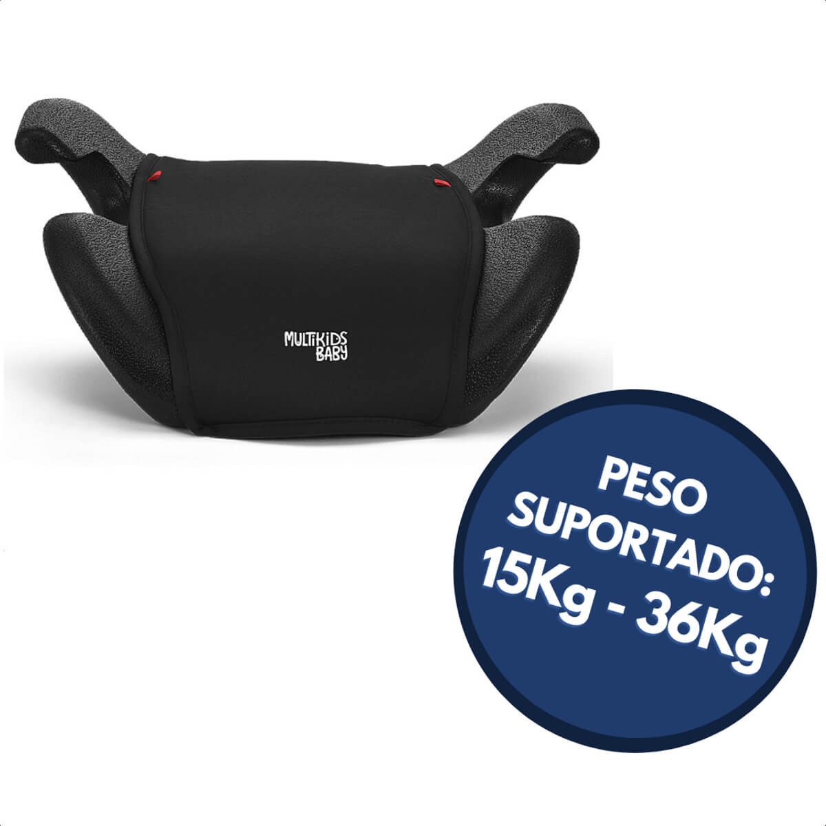 Assento de Elevação Infantil p/ Carro Preto Suporta 15 a 36kg - Multikids Baby BB297