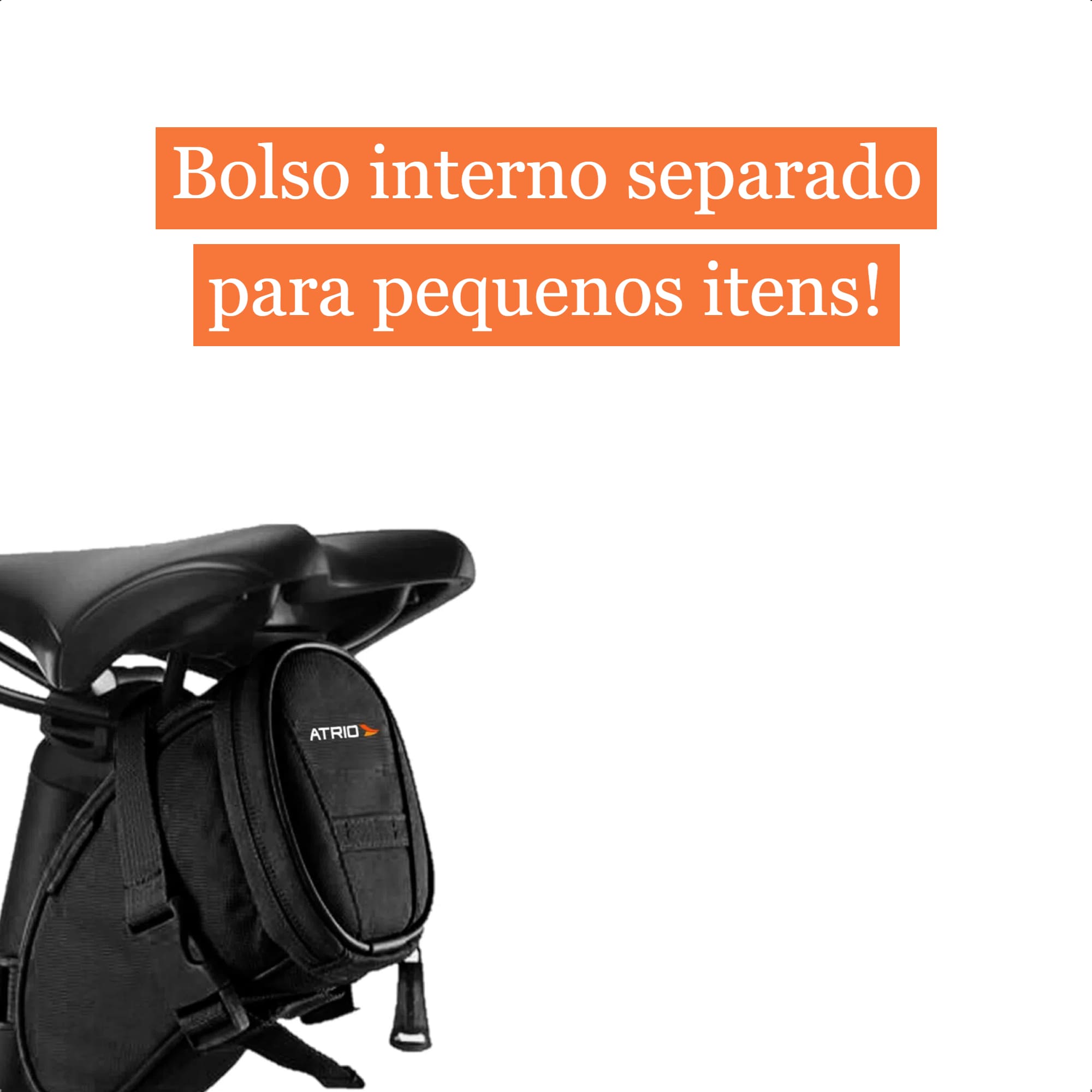 Bolsa De Selim P/ Bicicleta de 1L Resistente A Água Logo Refletivo Bolso Interno Atrio BI093
