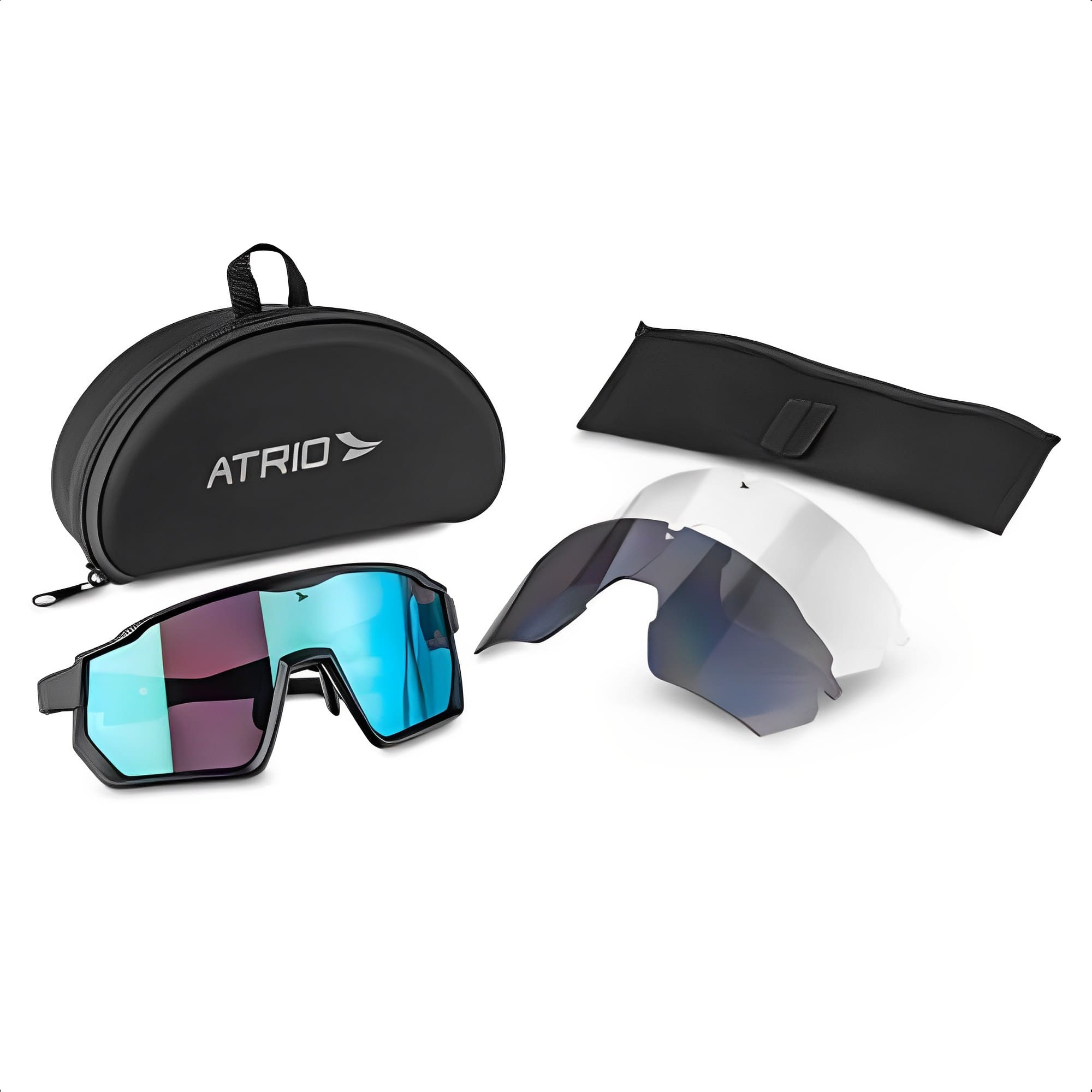 Óculos Esportivo Para Ciclismo Com Proteção UV400 E Kit3 Lentes Sprinter Blue White Atrio - BI232