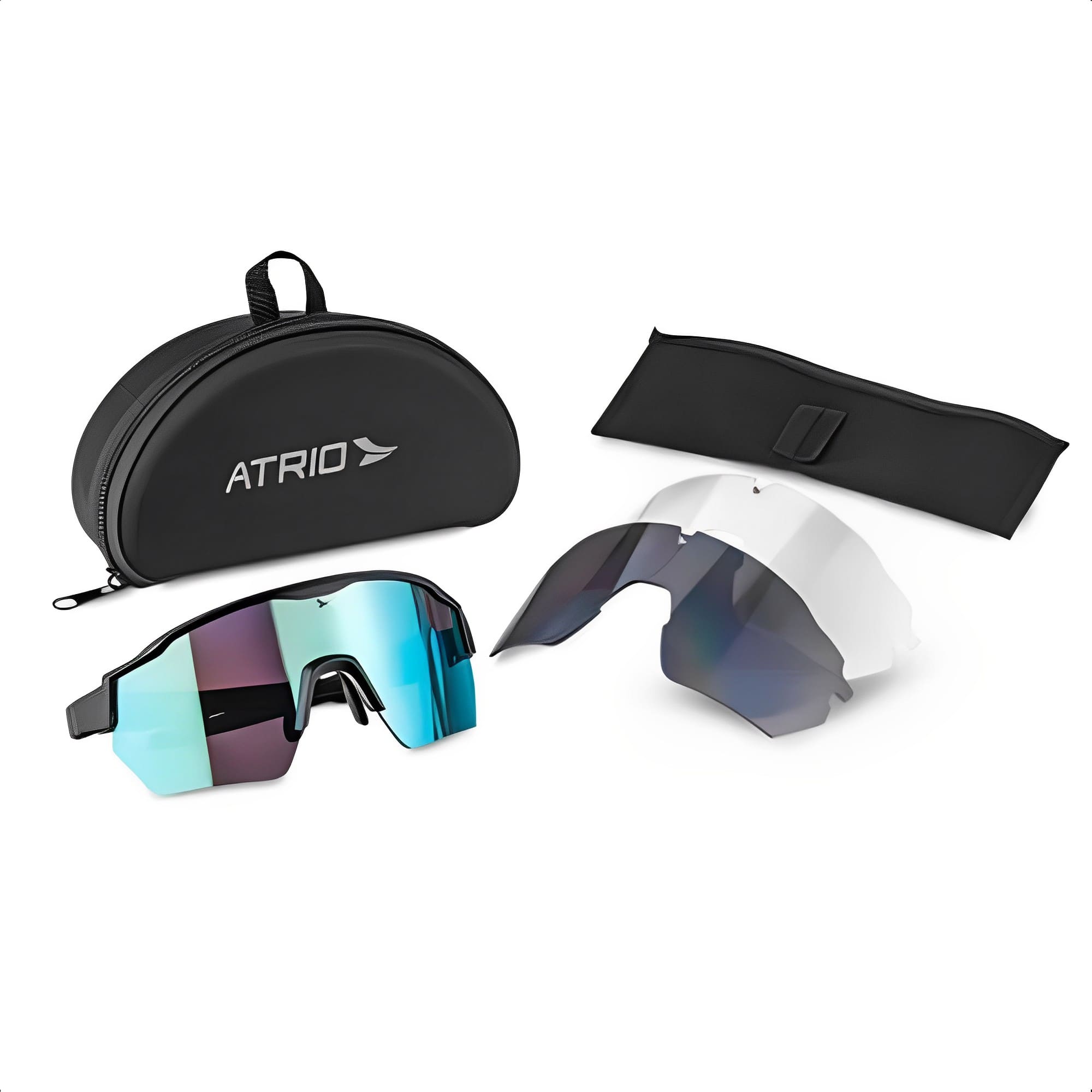 Óculos Esportivo Sprinter Lite Com Proteção UV400 E Kit3 Lentes Blue White Ciclismo Atrio - BI234