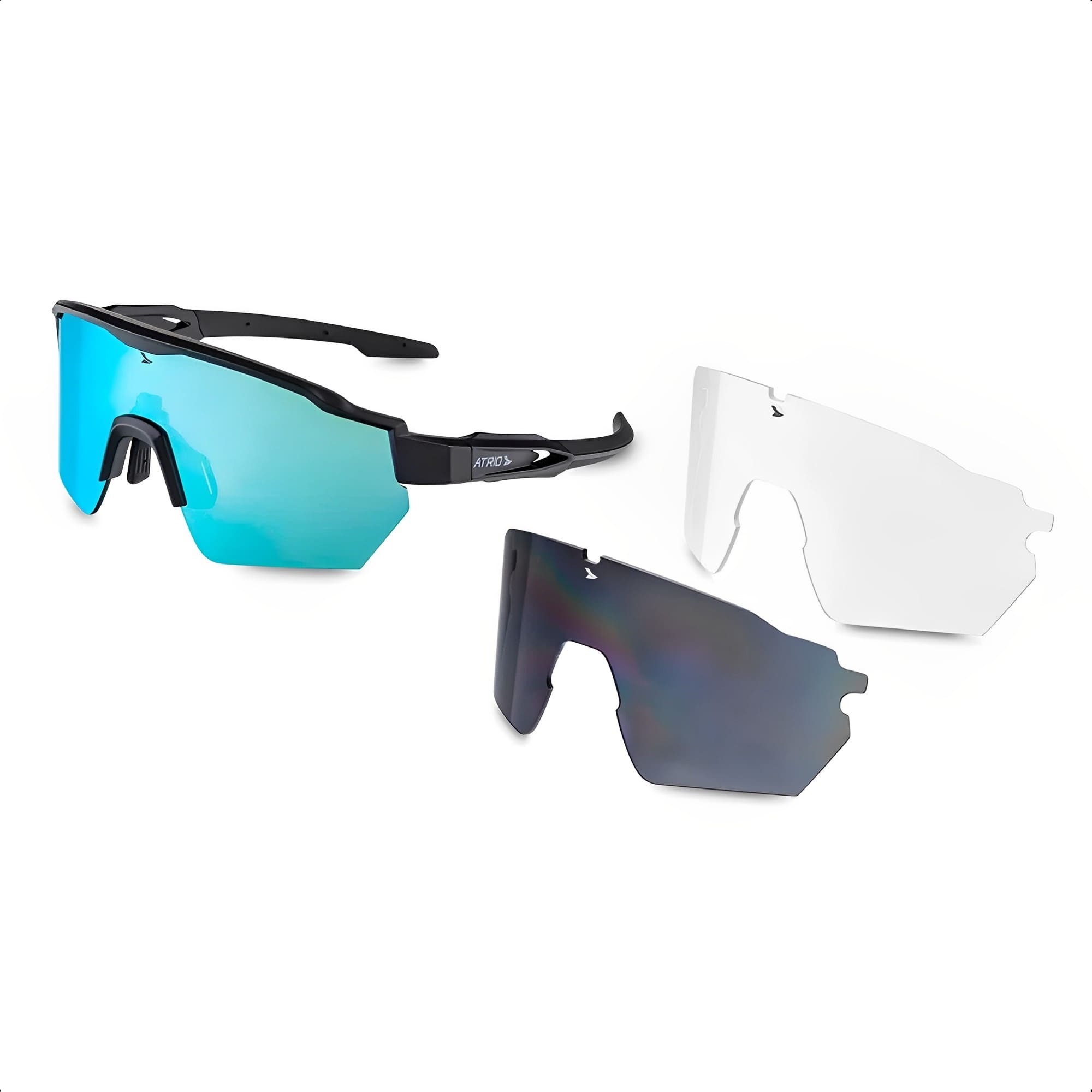 Óculos Esportivo Sprinter Lite Com Proteção UV400 E Kit3 Lentes Blue White Ciclismo Atrio - BI234