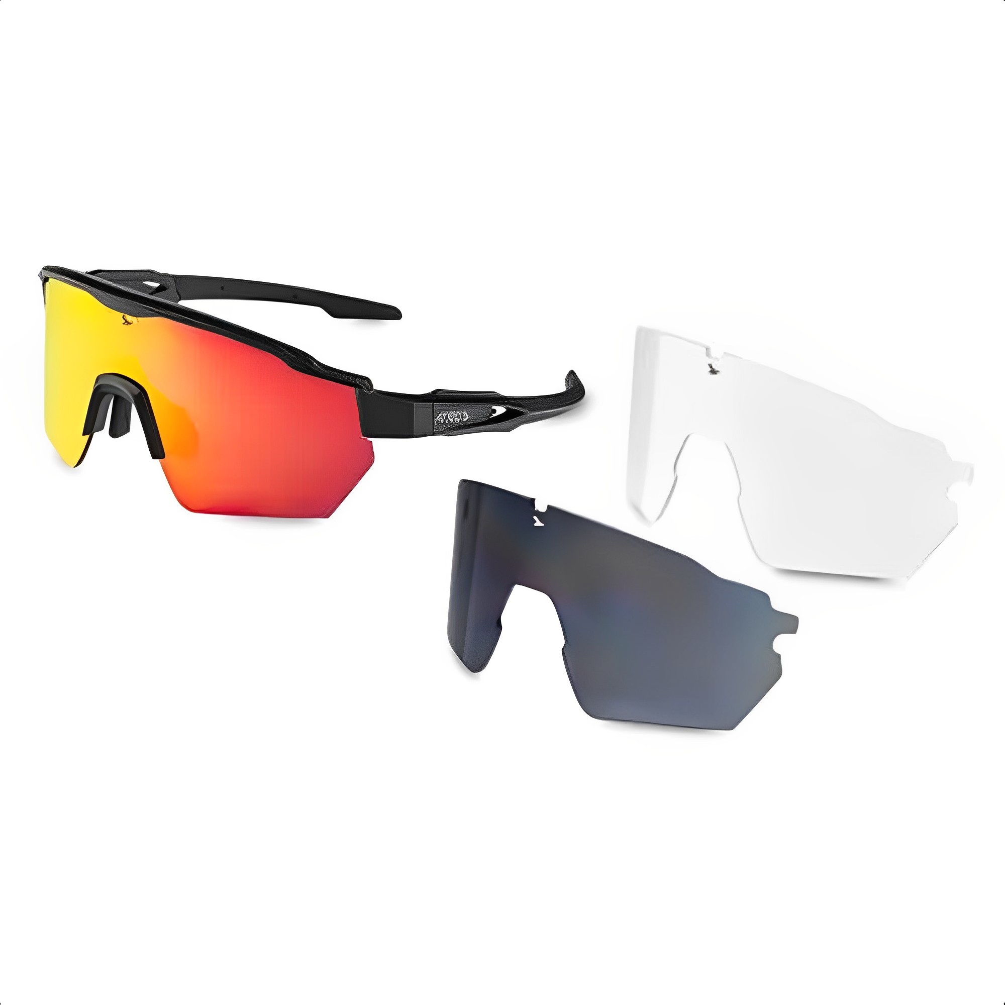 Óculos Esportivo Sprinter Com Proteção UV400 E Kit3 Lentes Black Red Ciclismo Esporte Atrio-BI235