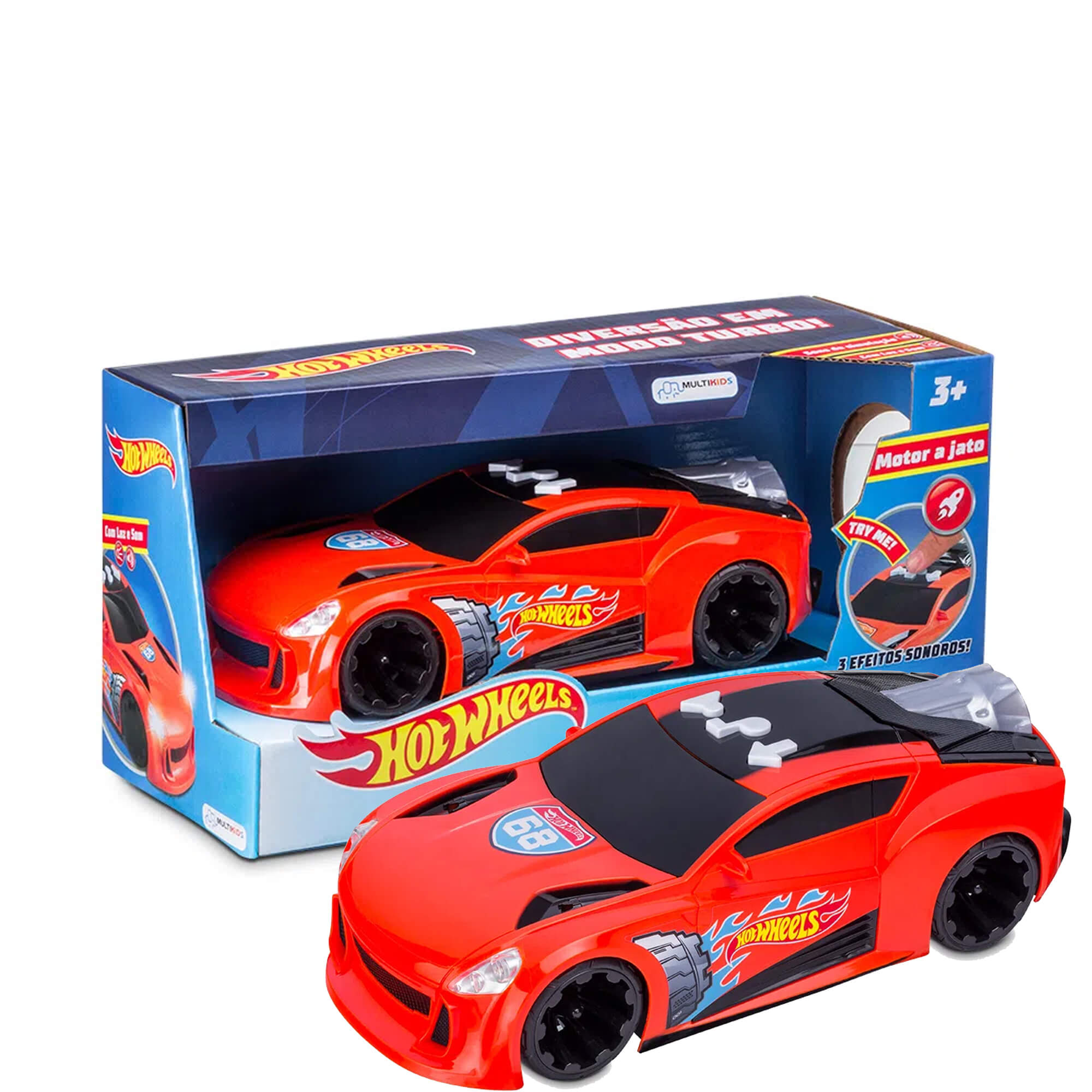 Brinquedo Carrinho Hot Wheels Turbo com Luz e Som Modo Turbo Vermelho Multikids - BR1431