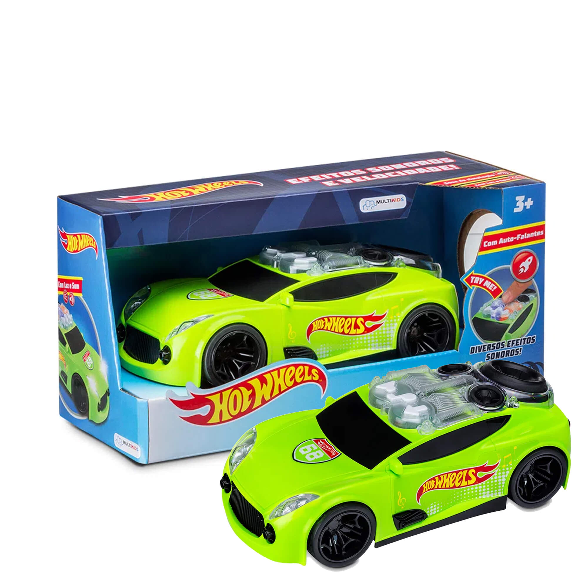 Brinquedo Carrinho Hot Wheels Carro de Som e Luz Verde Multikids - BR1432