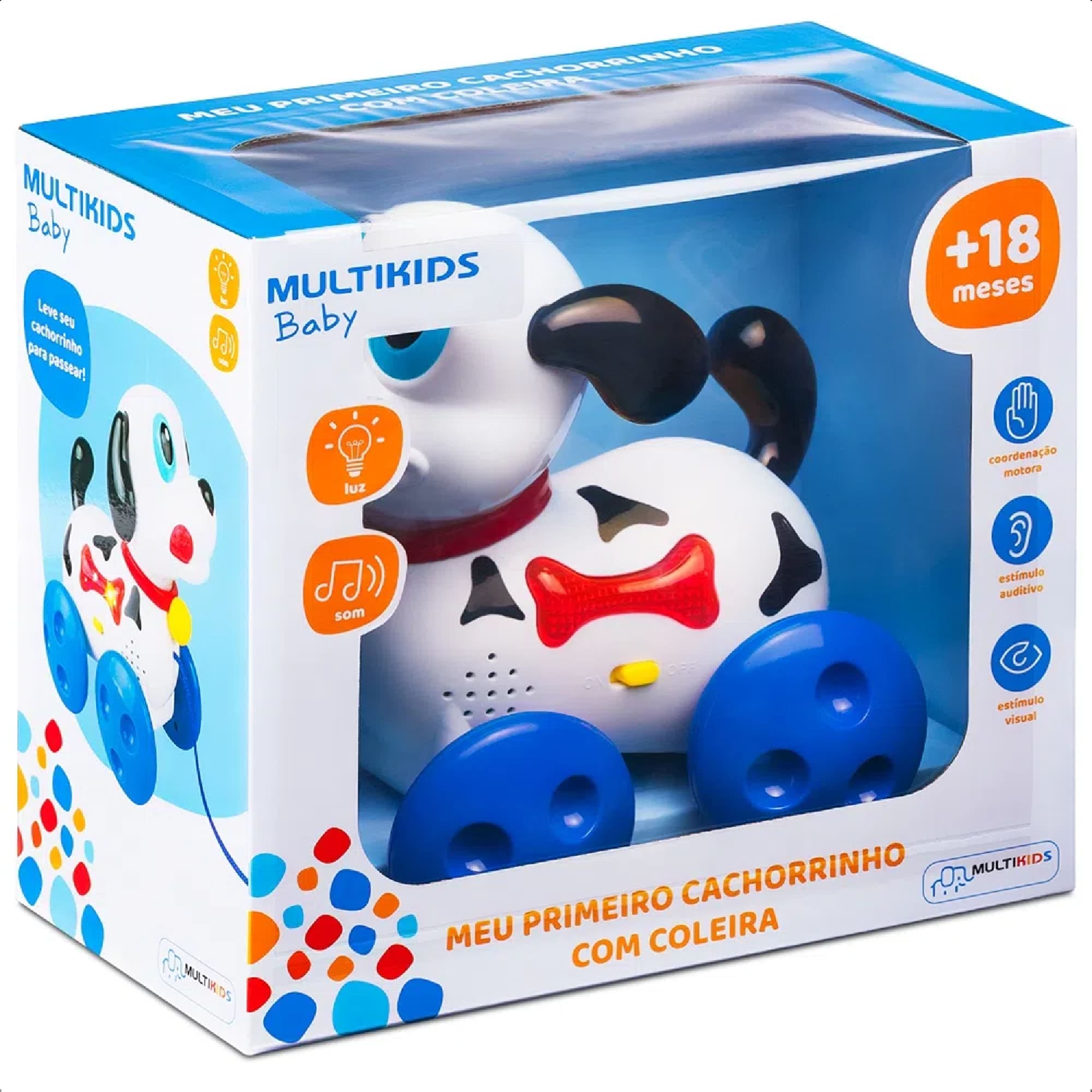 Brinquedo Meu Primeiro Cachorrinho Com Coleira Emite Sons Luzes E Movimentos +18 Meses Multikids - BR1443