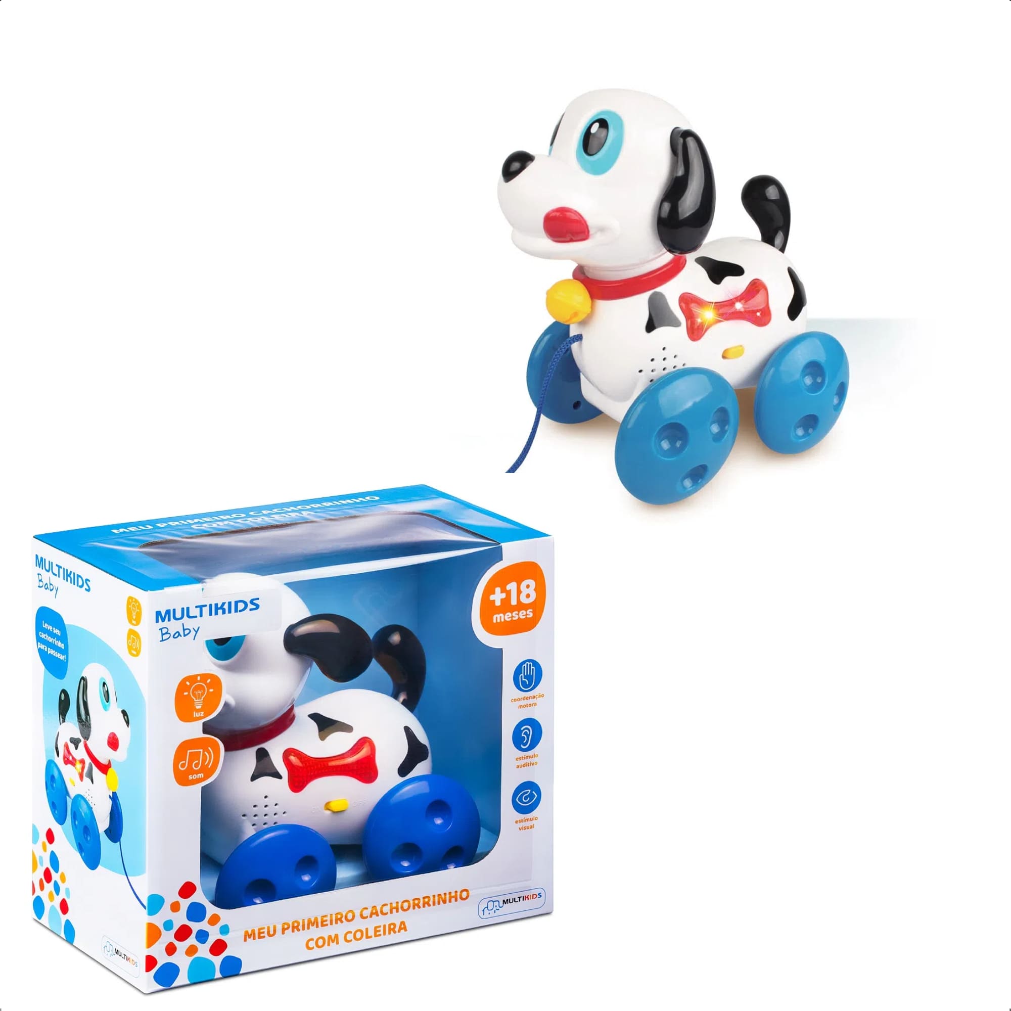 Brinquedo Meu Primeiro Cachorrinho Com Coleira Emite Sons Luzes E Movimentos +18 Meses Multikids - BR1443