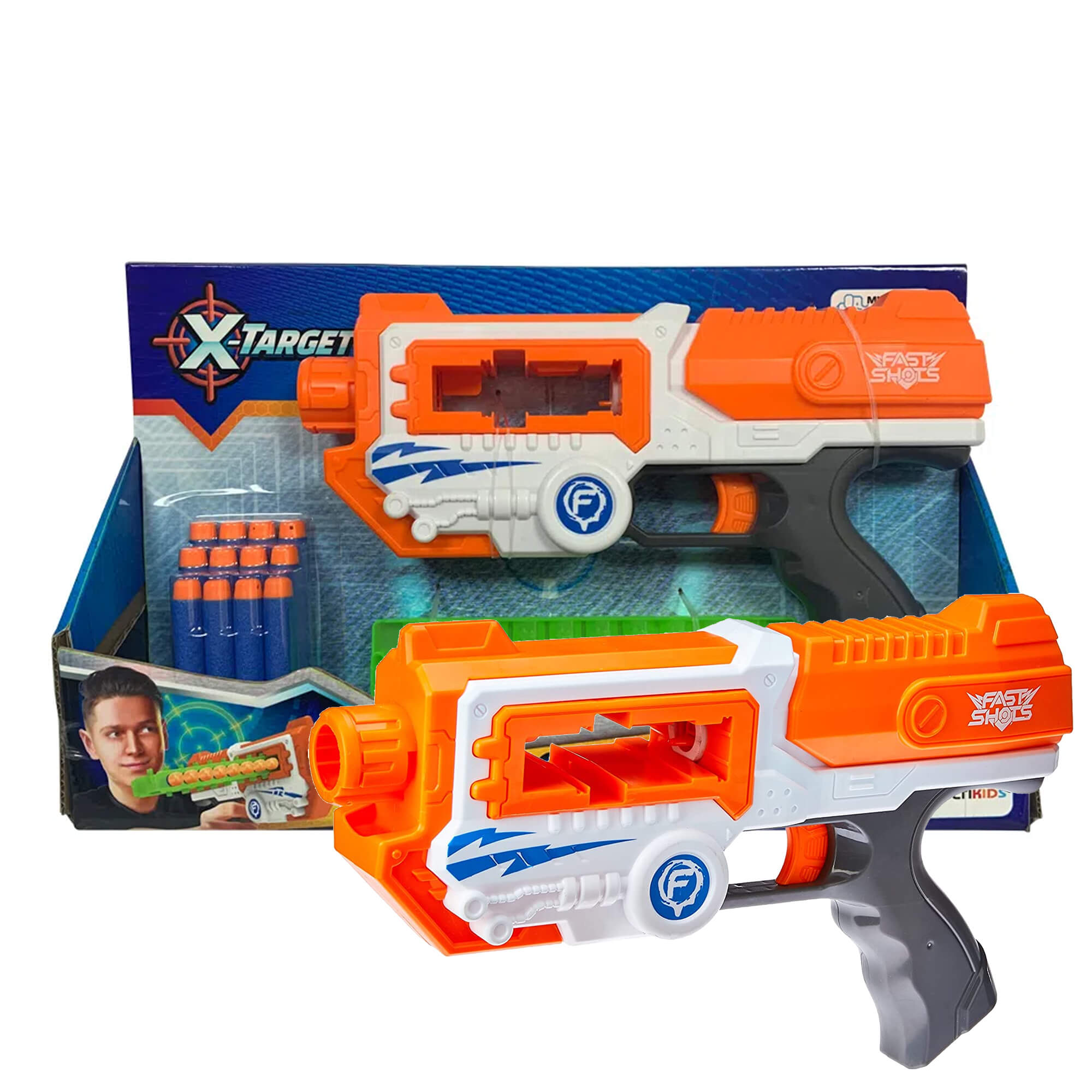 Brinquedo Lançador de Dardos X-Target Shadow com 12 Dardos Alcance 24m Multikids - BR1455
