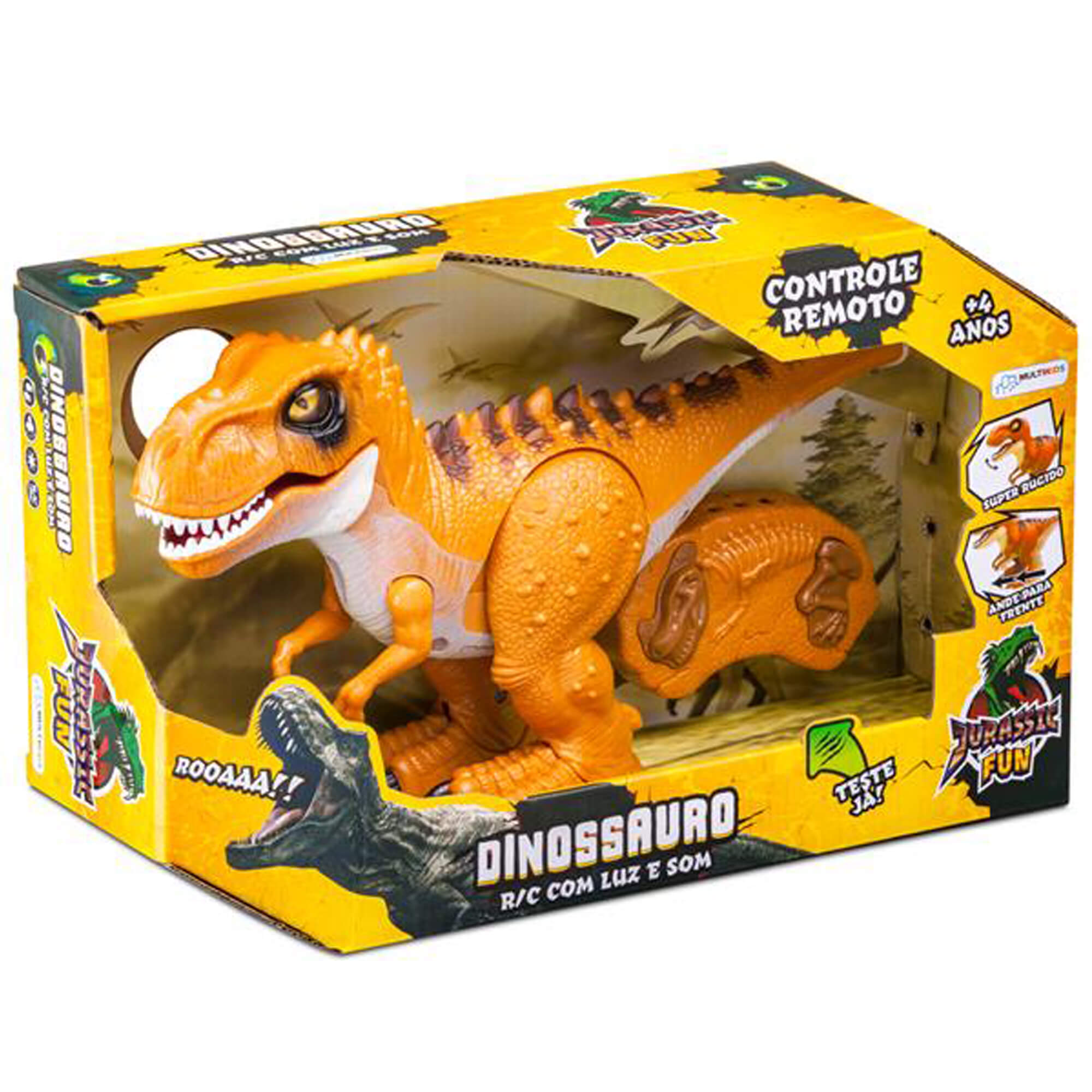 Brinquedo Dinossauro Tiranossauro Rex com Luz e Som Controle Remoto Jurassic Fun Boneco - BR1461