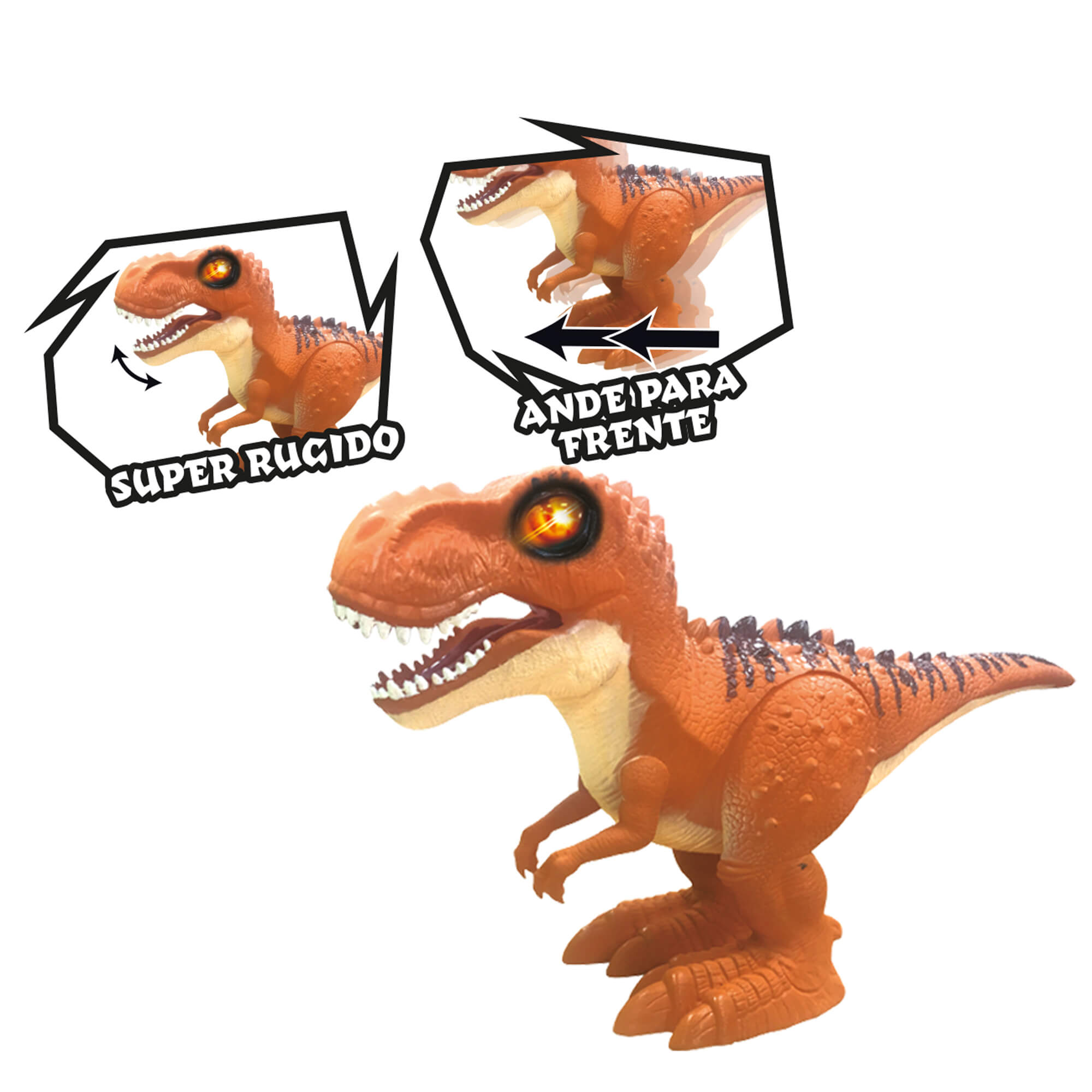 Brinquedo Dinossauro Tiranossauro Rex com Luz e Som Controle Remoto Jurassic Fun Boneco - BR1461