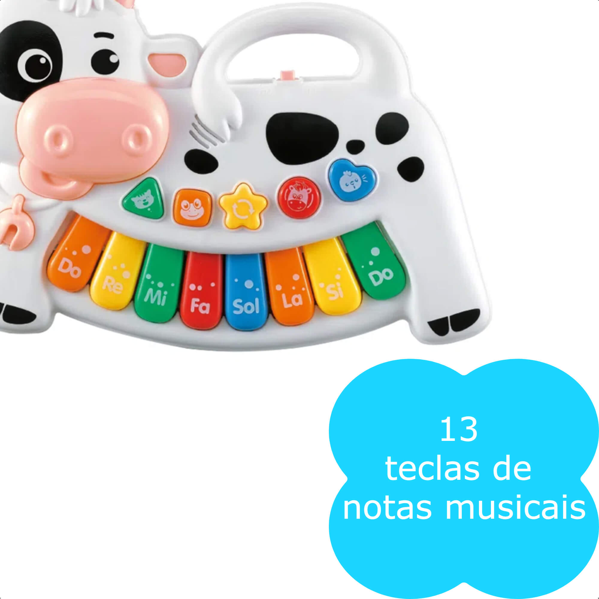 Teclado Infantil Vaquinha 13 Teclas com Sons de Animais e Melodias – Multikids BR1509